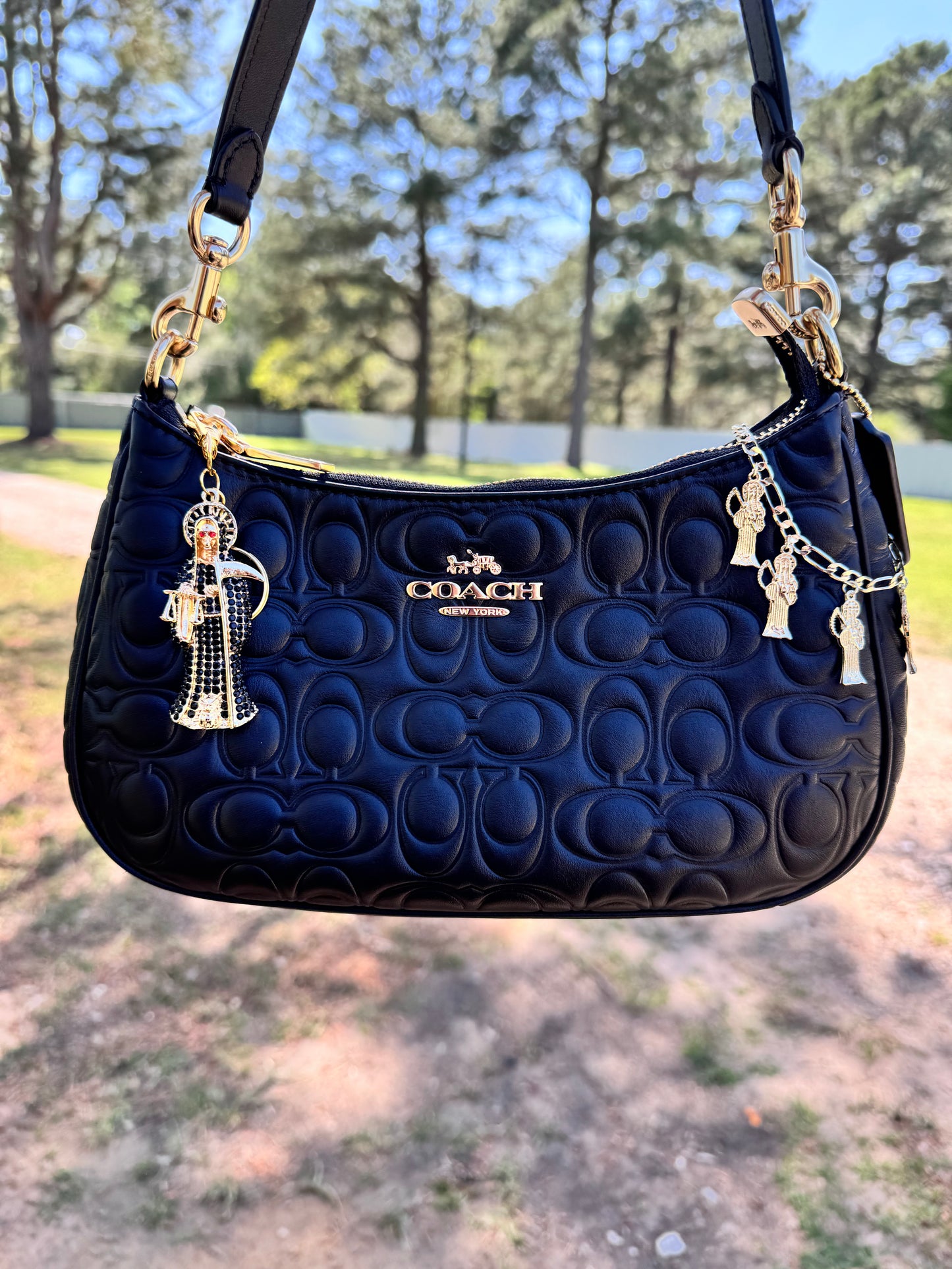 Santa Muerte Black Statue Keychain