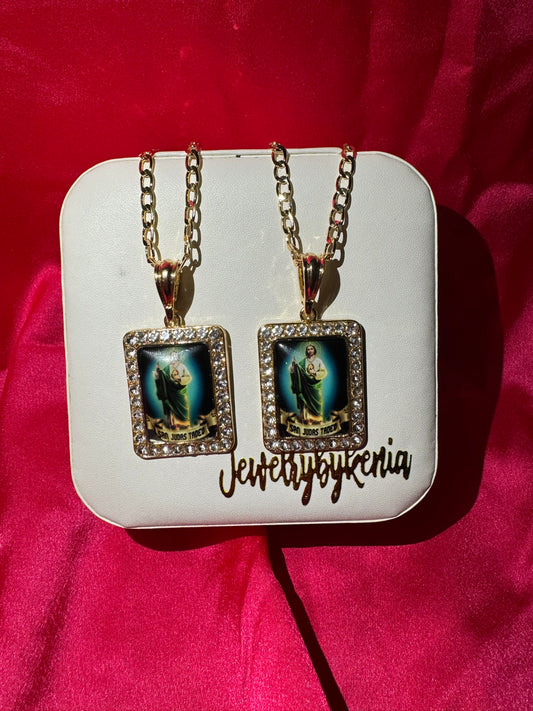 Square San Judas Necklace (Black Edition)