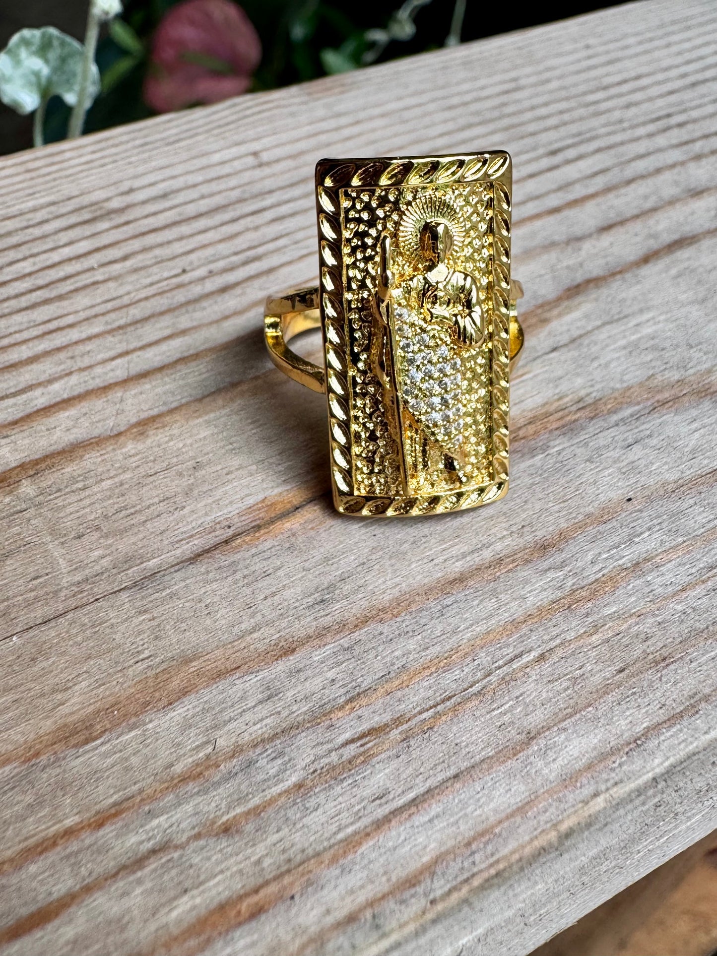 San Judas Gold Adjustable Ring