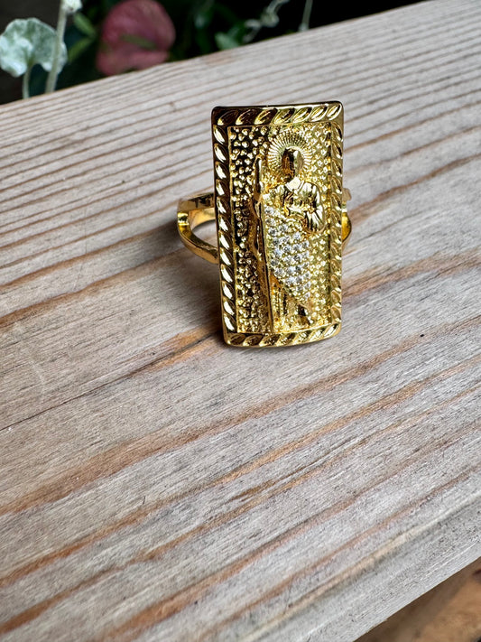 San Judas Gold Adjustable Ring