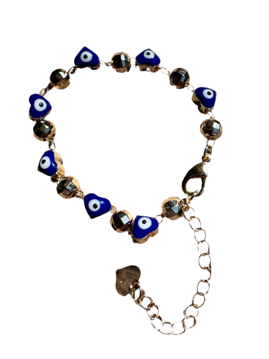 Blue Heart Evil Eye Baby Bracelet