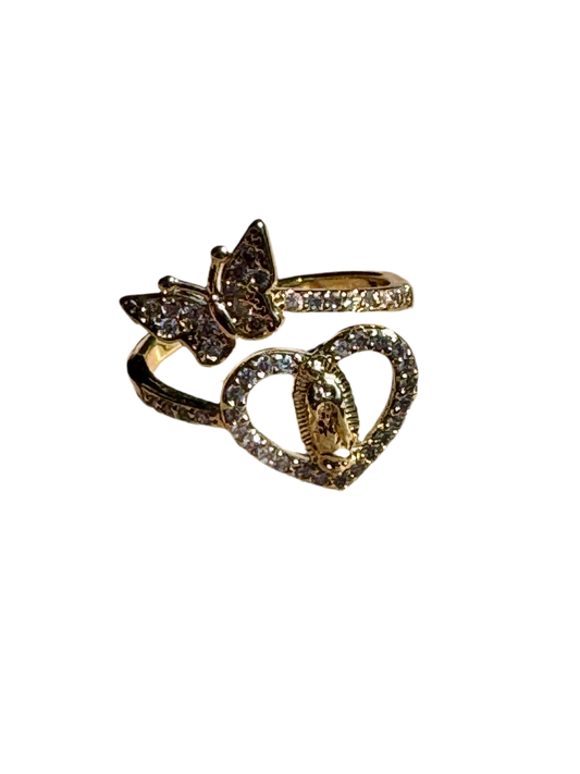Virgencita Mariposa Blanca Ring