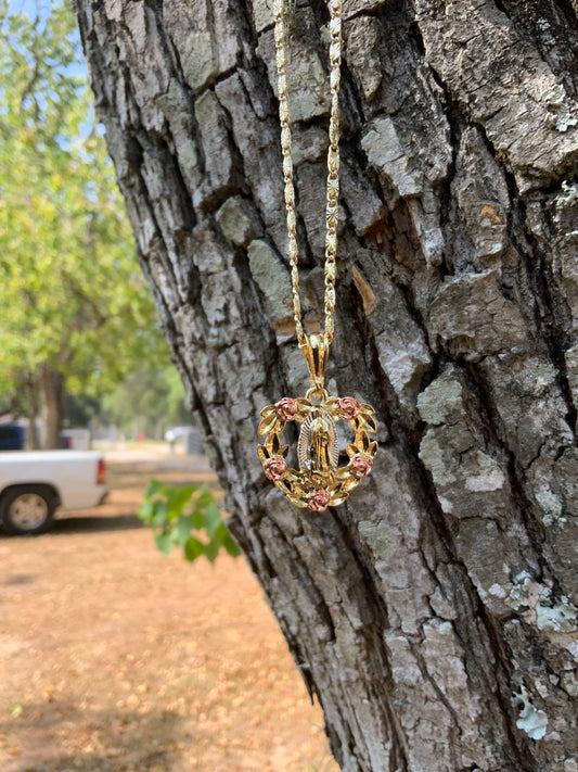 Roses Heart Virgencita Necklace