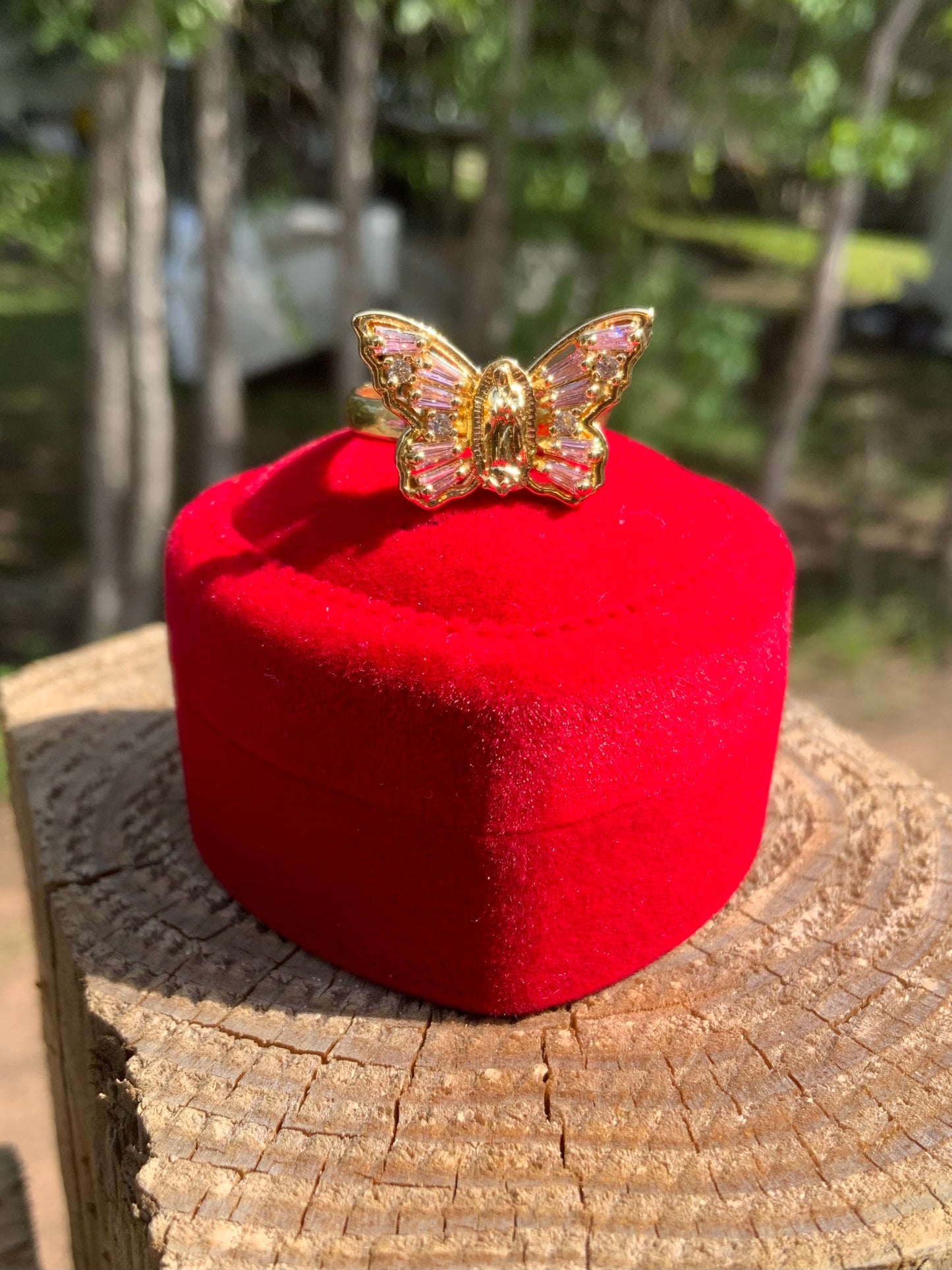 Pink Mariposa Virgencita Ring