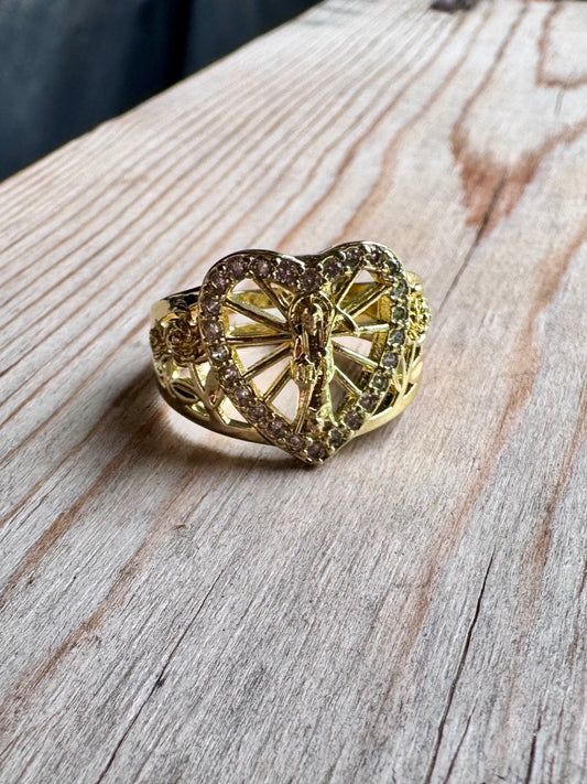 Santa Muerte Heart Adjustable Ring