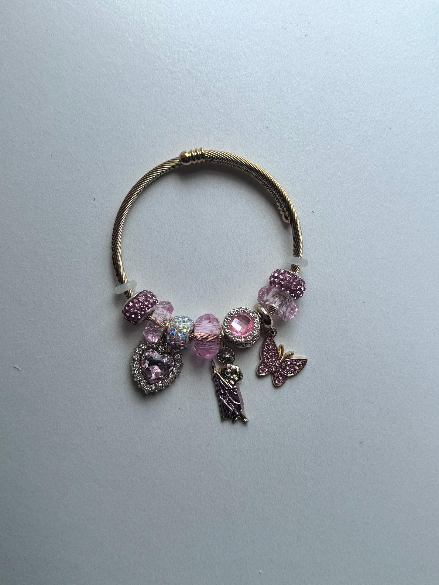 San Judas Corazón Rosa Pandora Bracelet