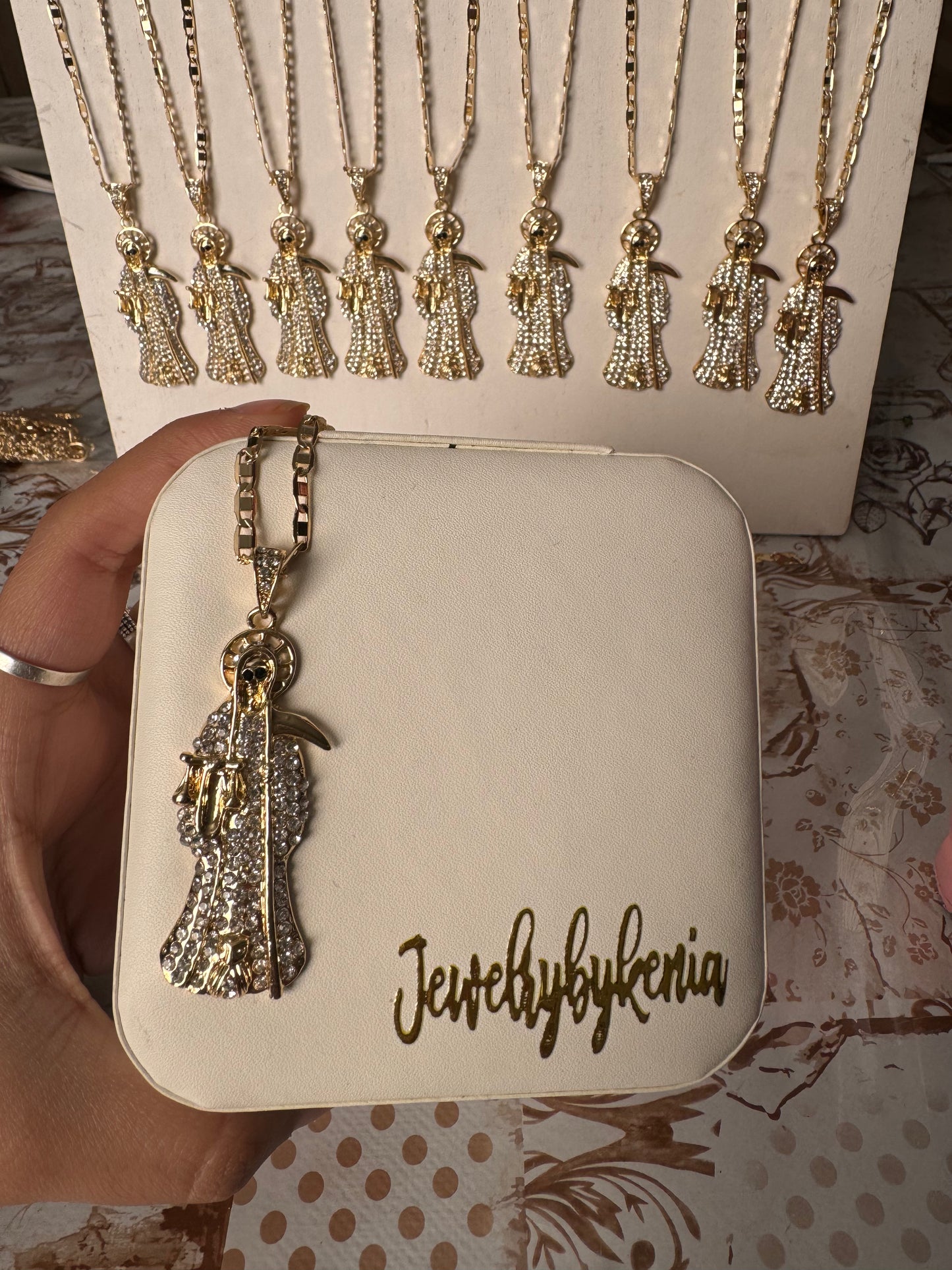 Gold Santa Muerte Necklace
