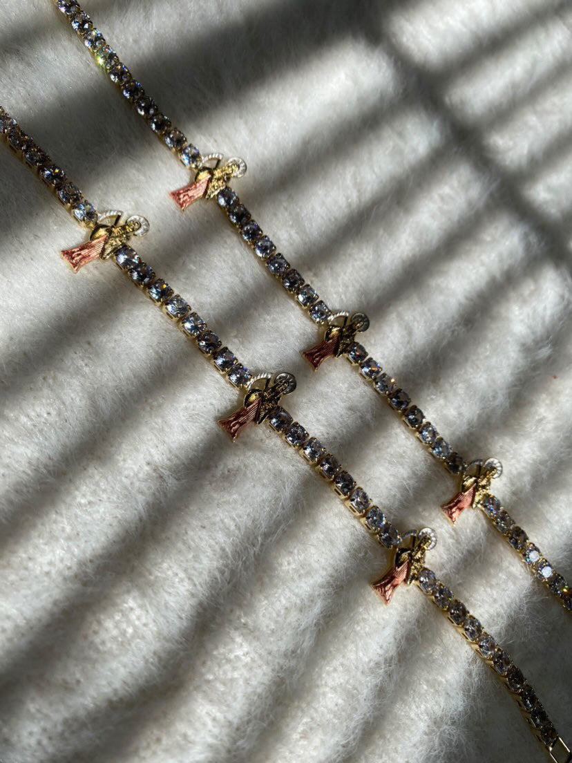 Rose Gold Santa Muerte Tennis Bracelet
