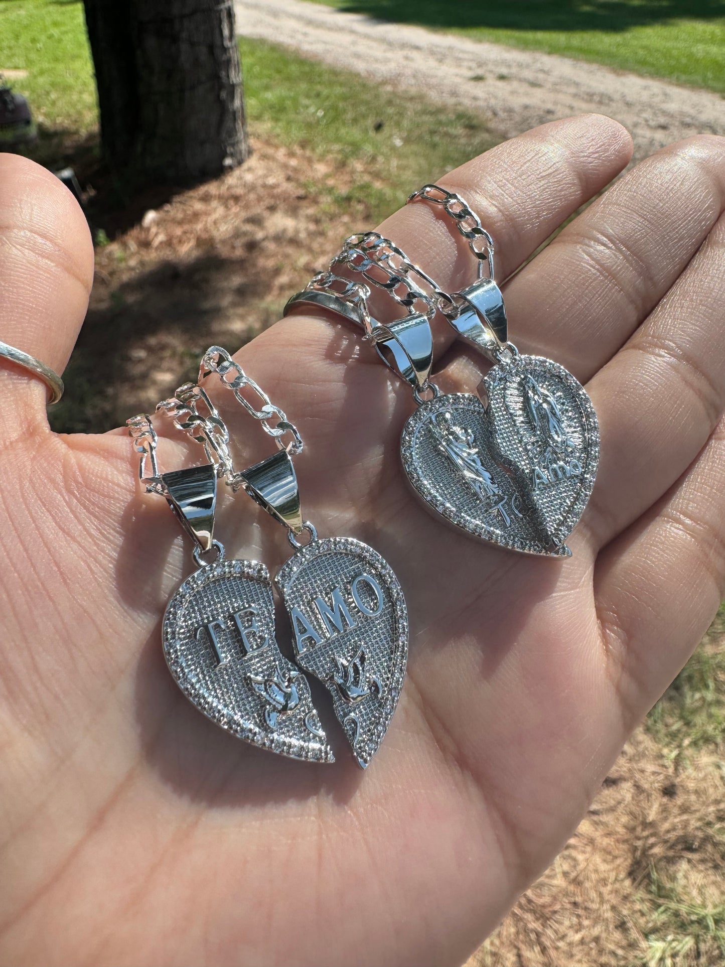 Te Amo Breakable Heart Necklace Silver Plated