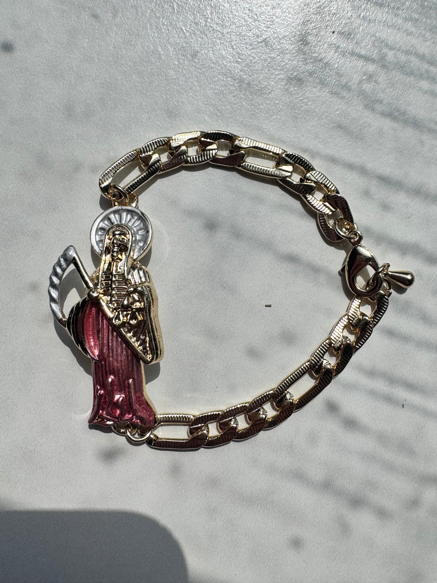 Santa Muerte Rose Gold Fígaro Esclava