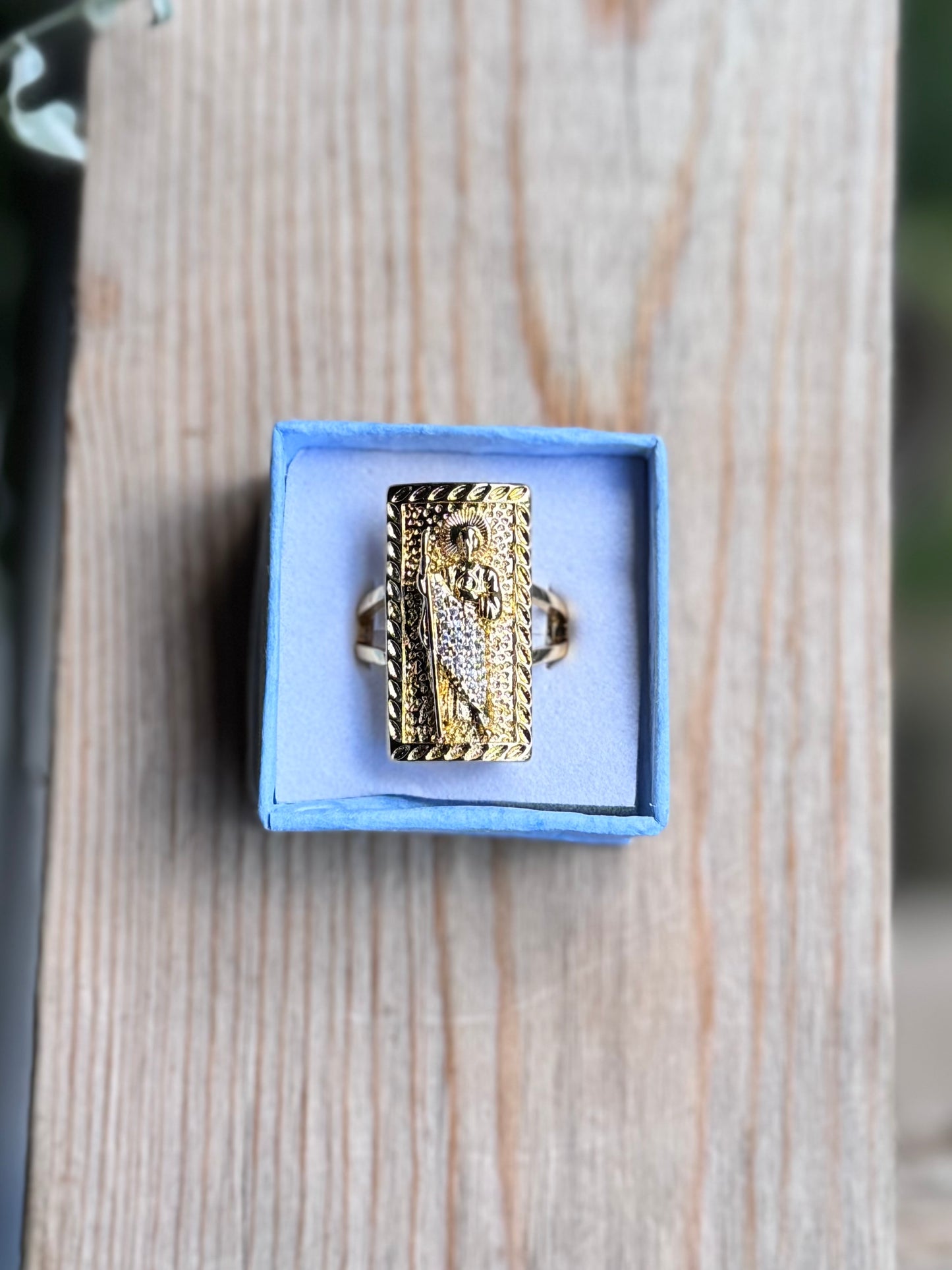 San Judas Gold Adjustable Ring