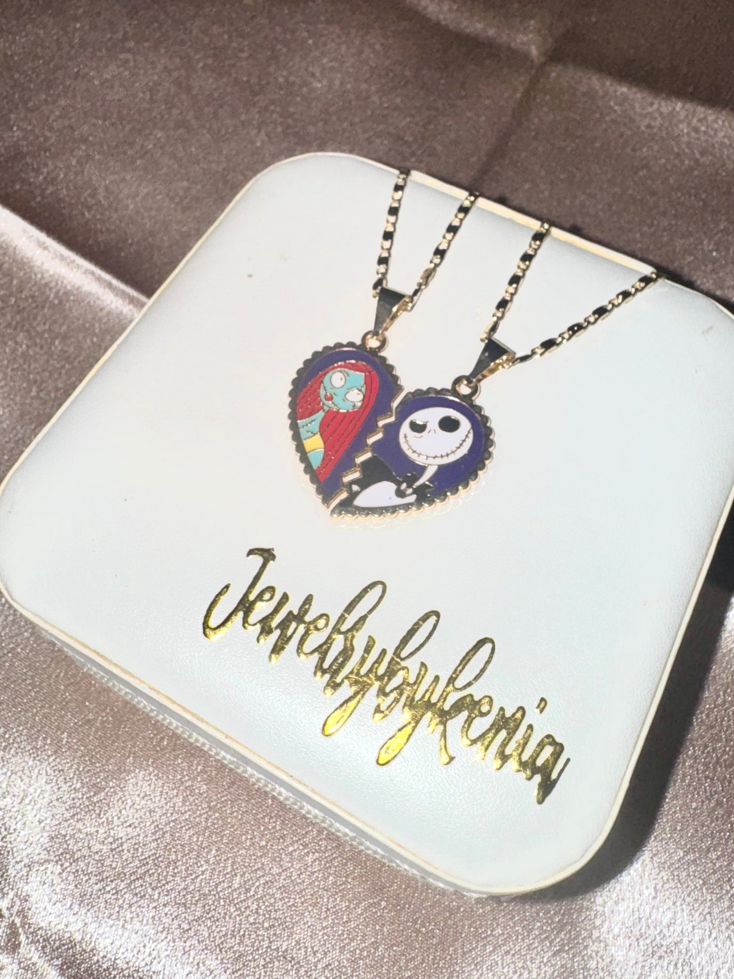 Jack and Sally Breakable Heart Necklace