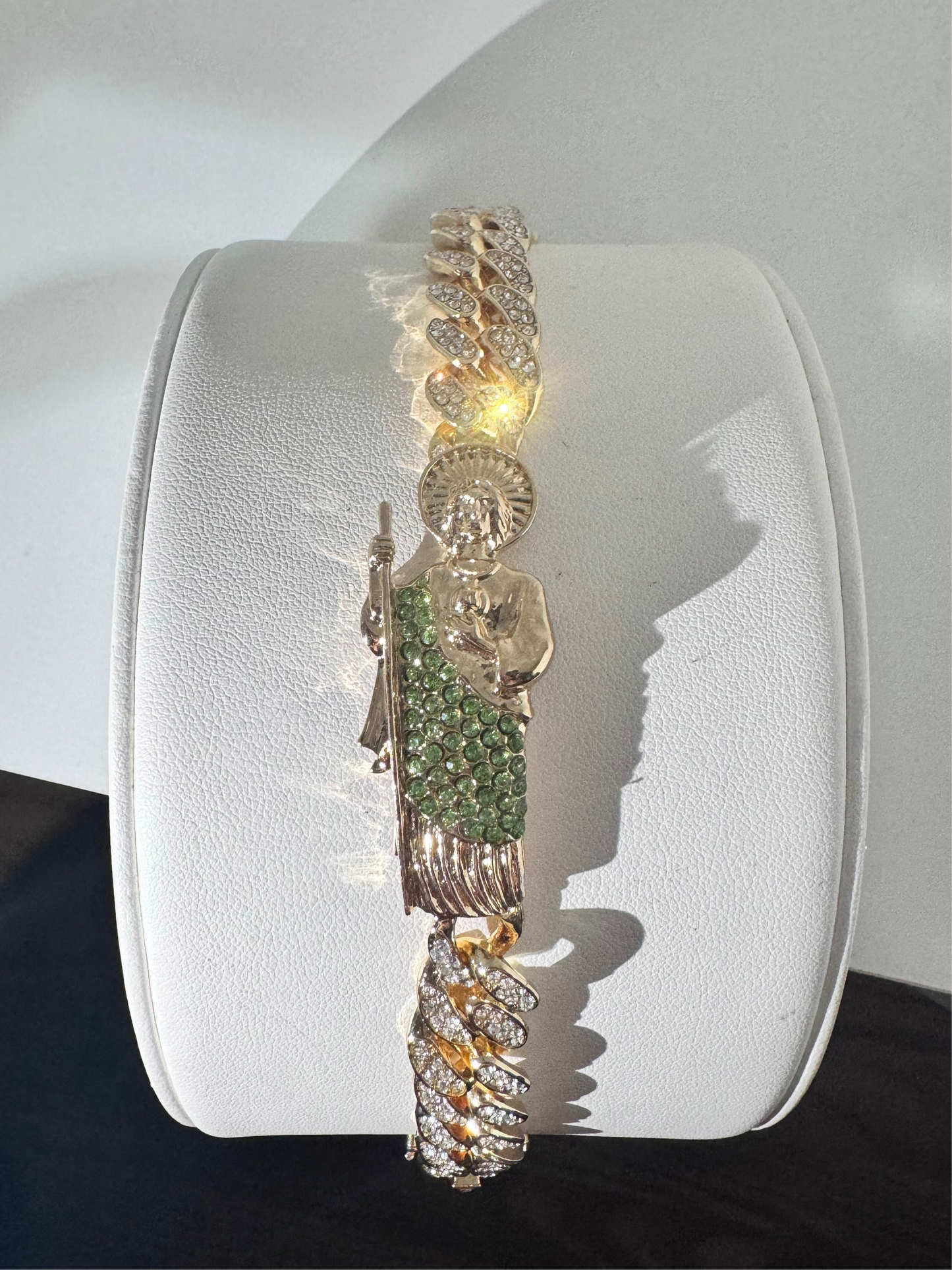 Green San Judas Iced out Esclava