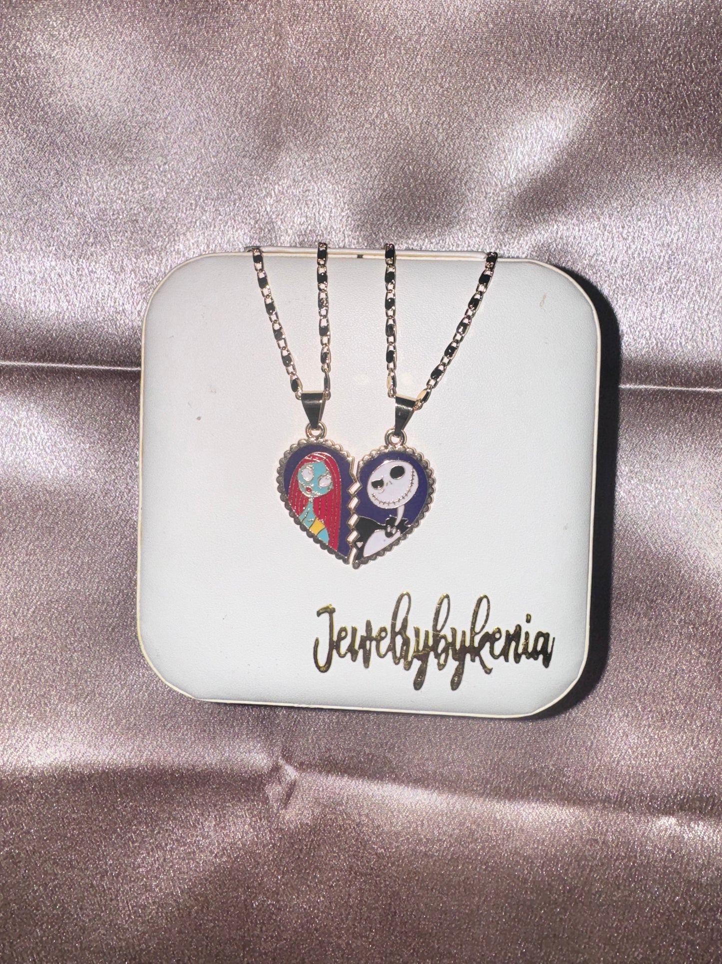 Jack and Sally Breakable Heart Necklace