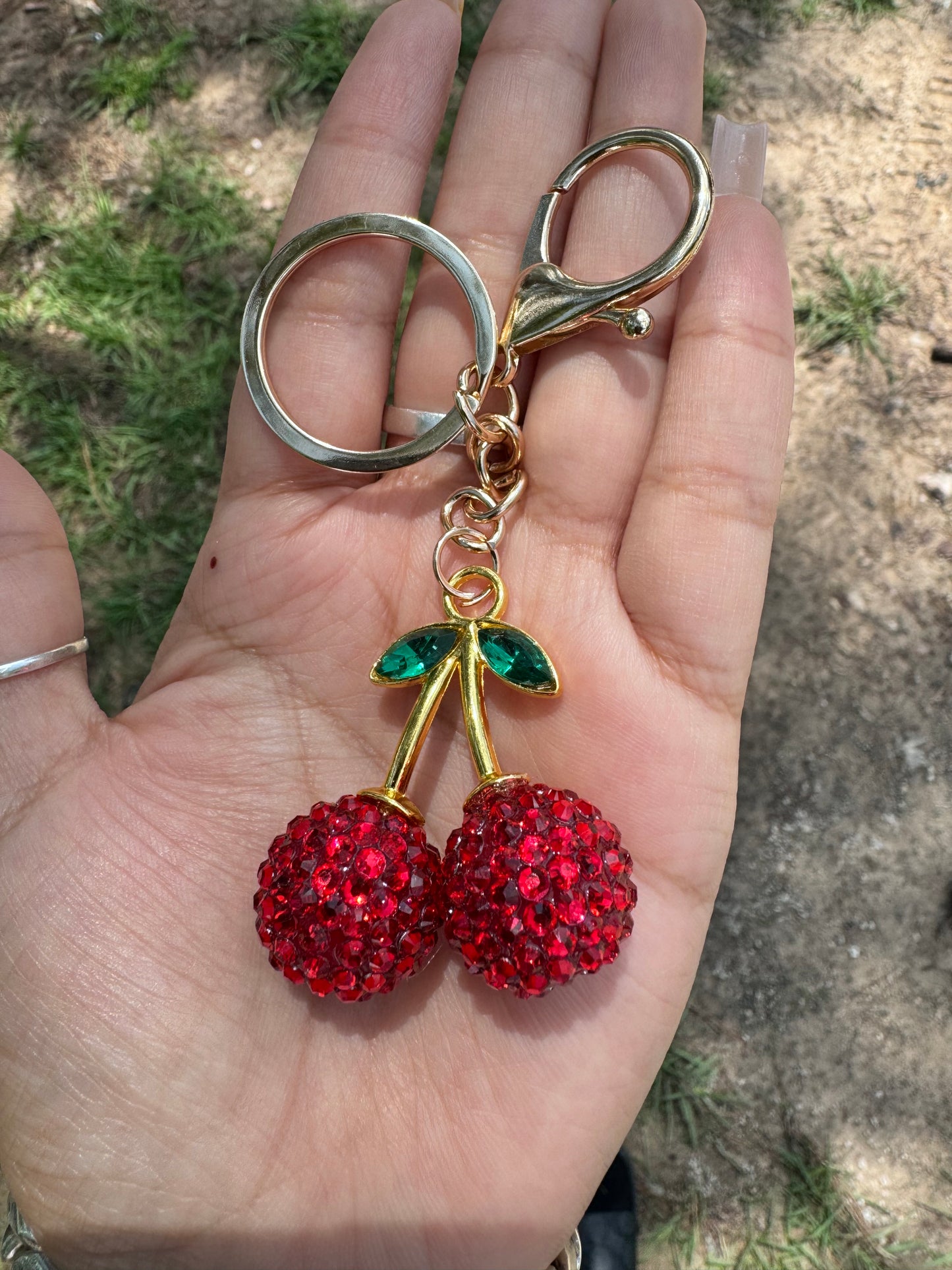 Pretty Red Cherry Keychain