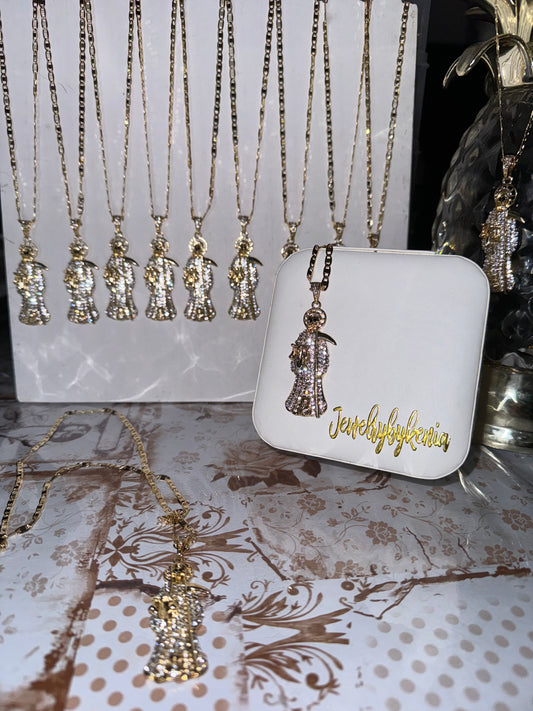 Gold Santa Muerte Necklace
