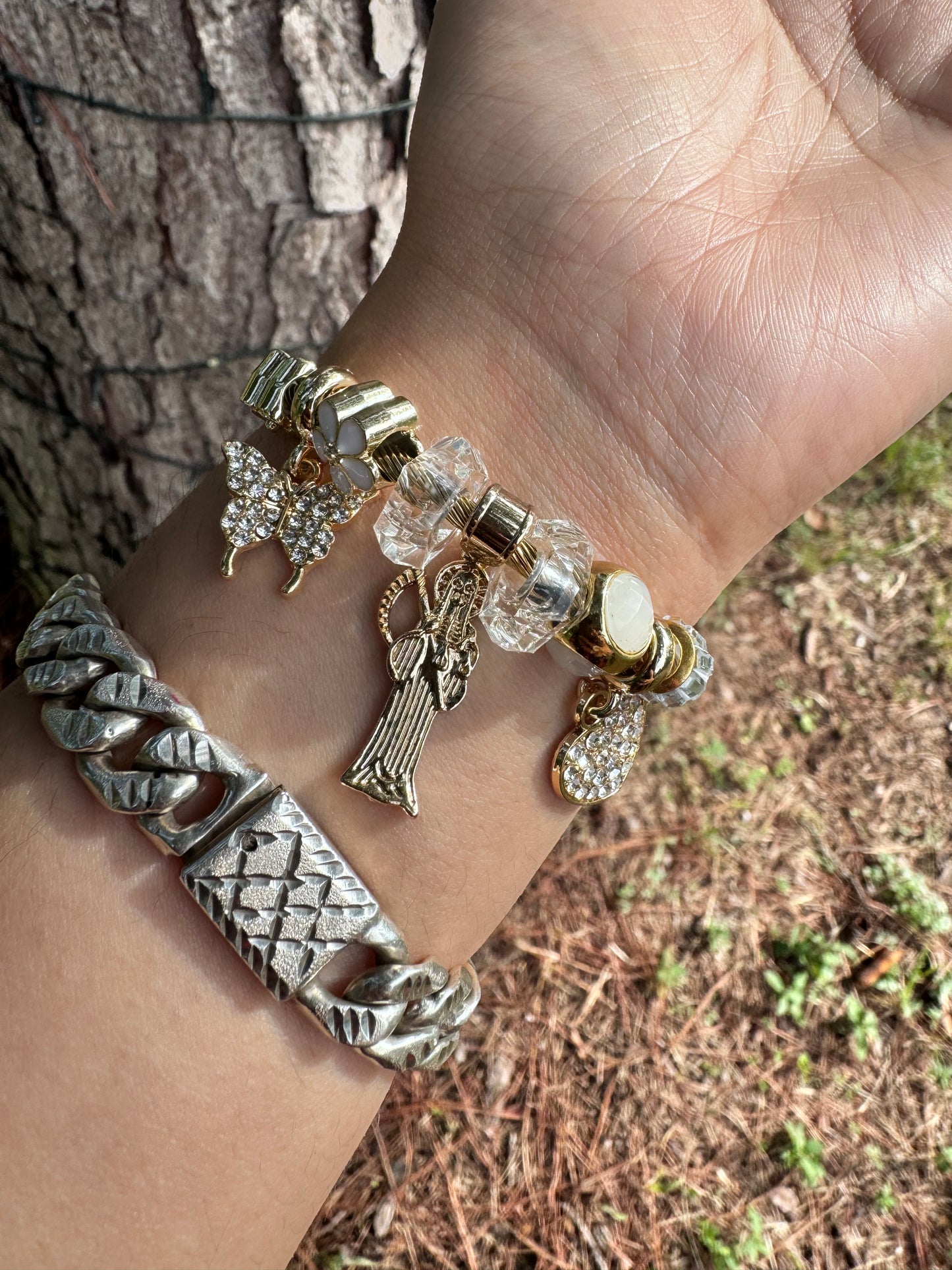 Santa Muerte Corazón Dorado Pandora Bracelet