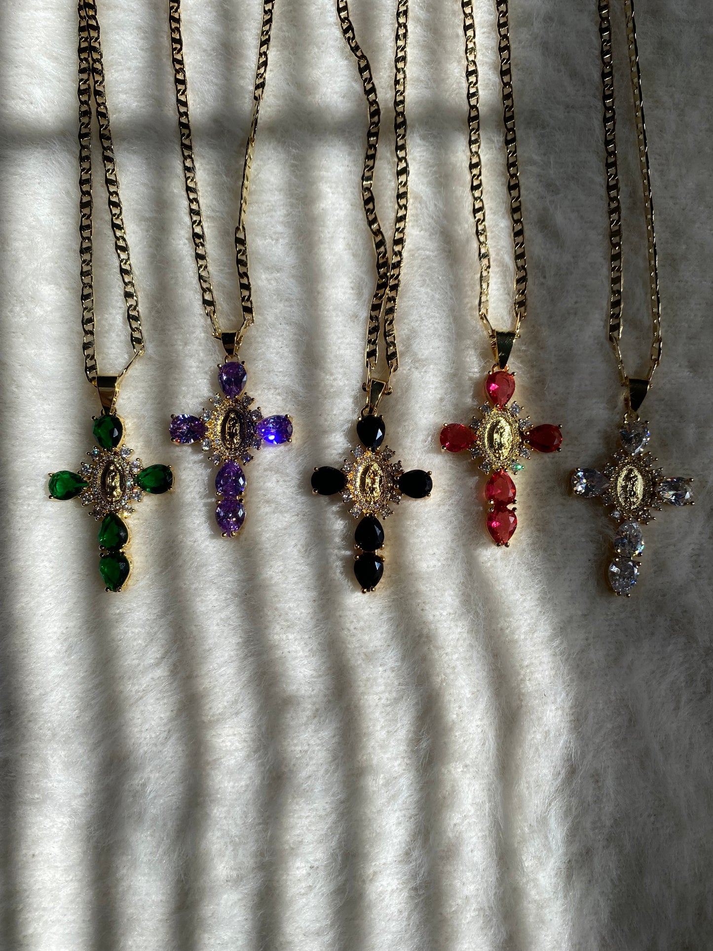 Black Virgencita Cross Necklace