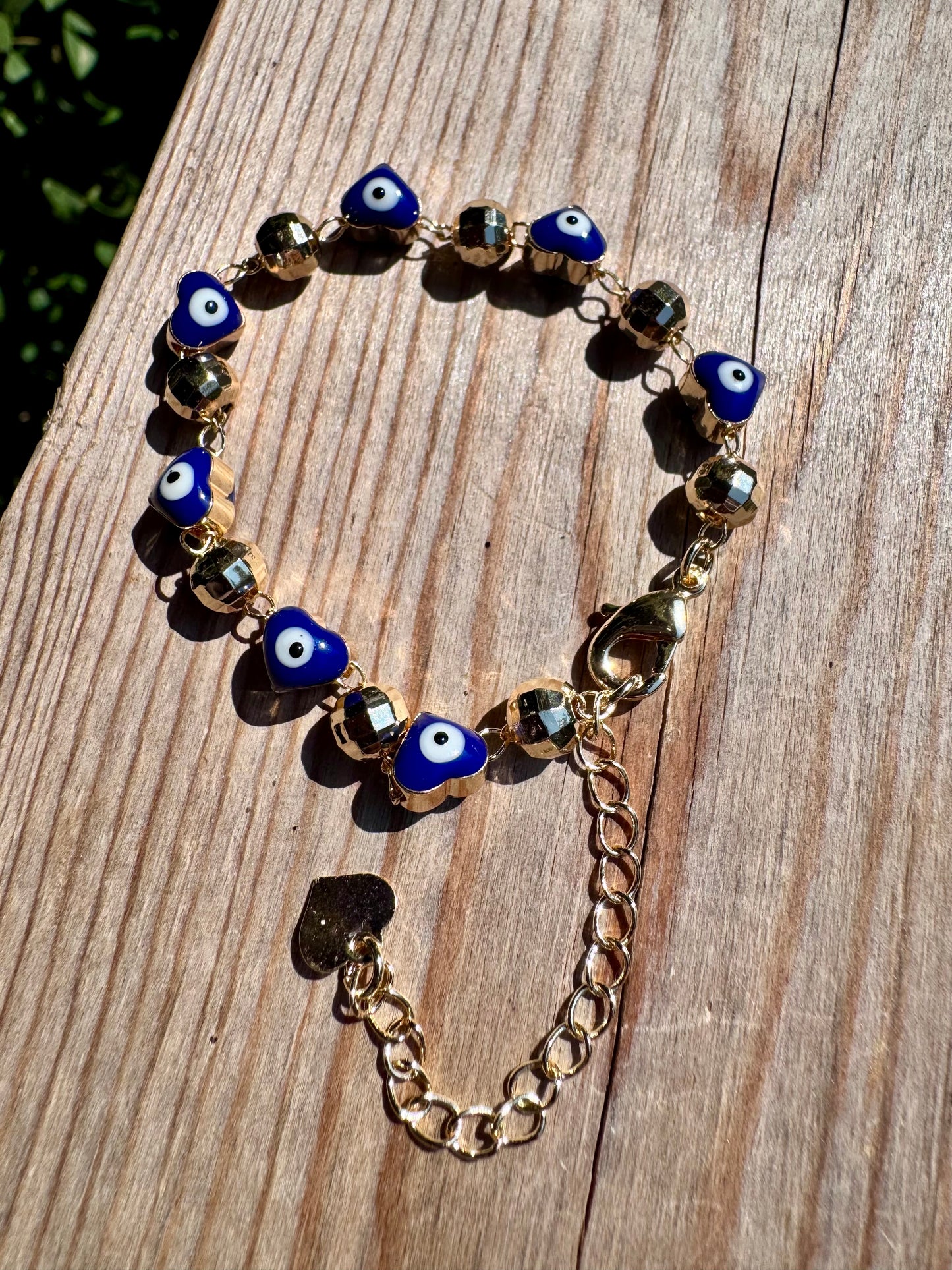 Blue Heart Evil Eye Baby Bracelet