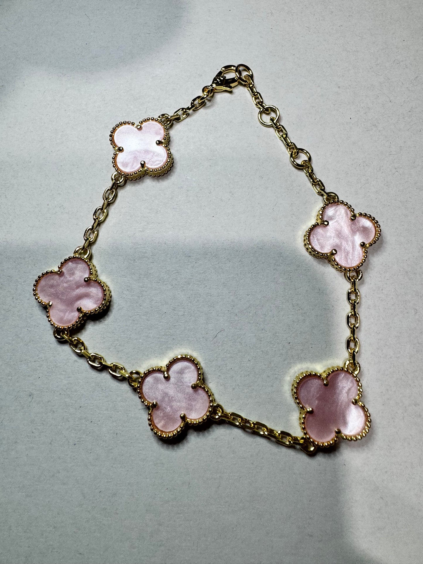Pink/Gold Clover Bracelet