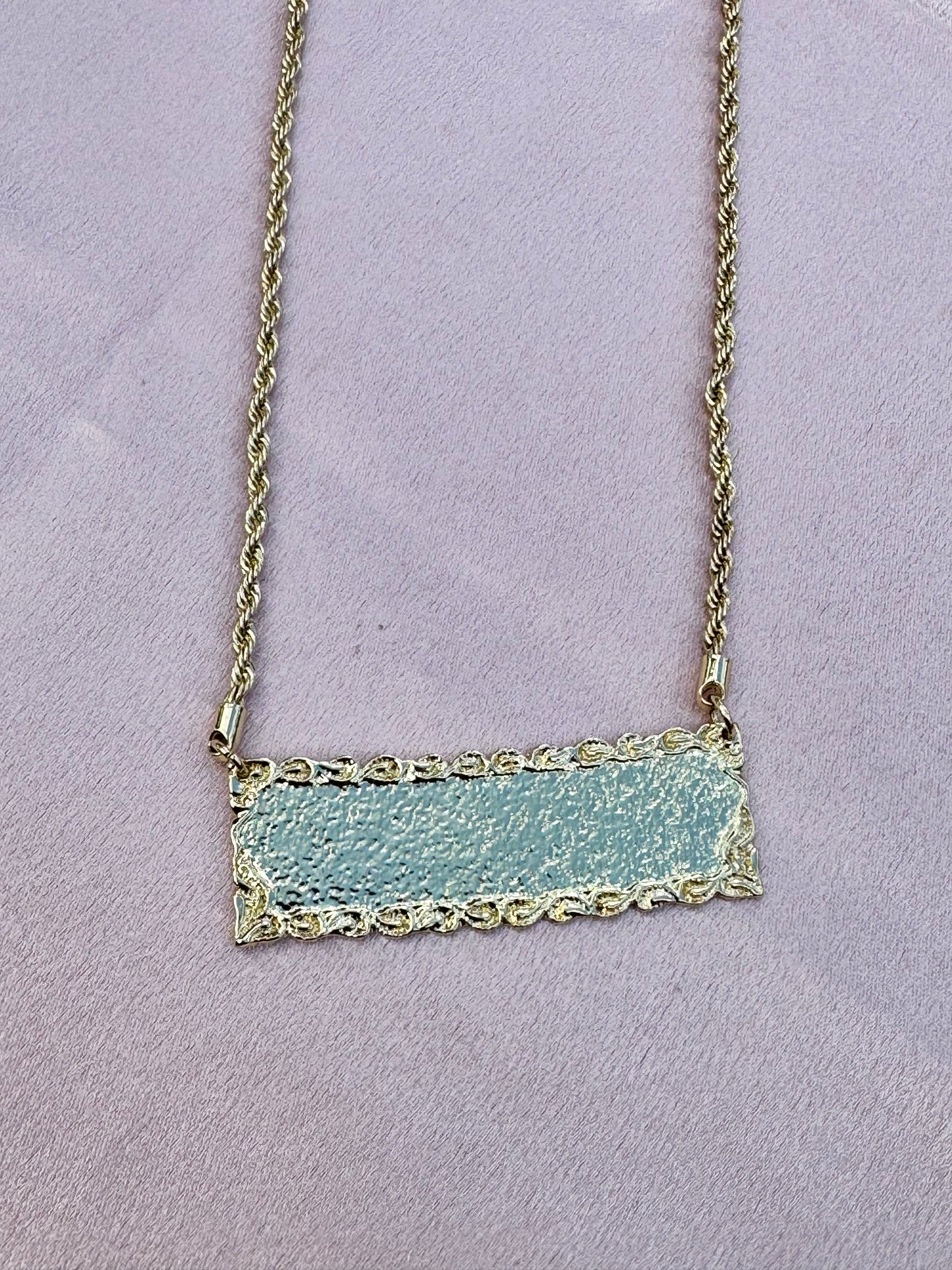 Engraved Name Plate Rope Necklace