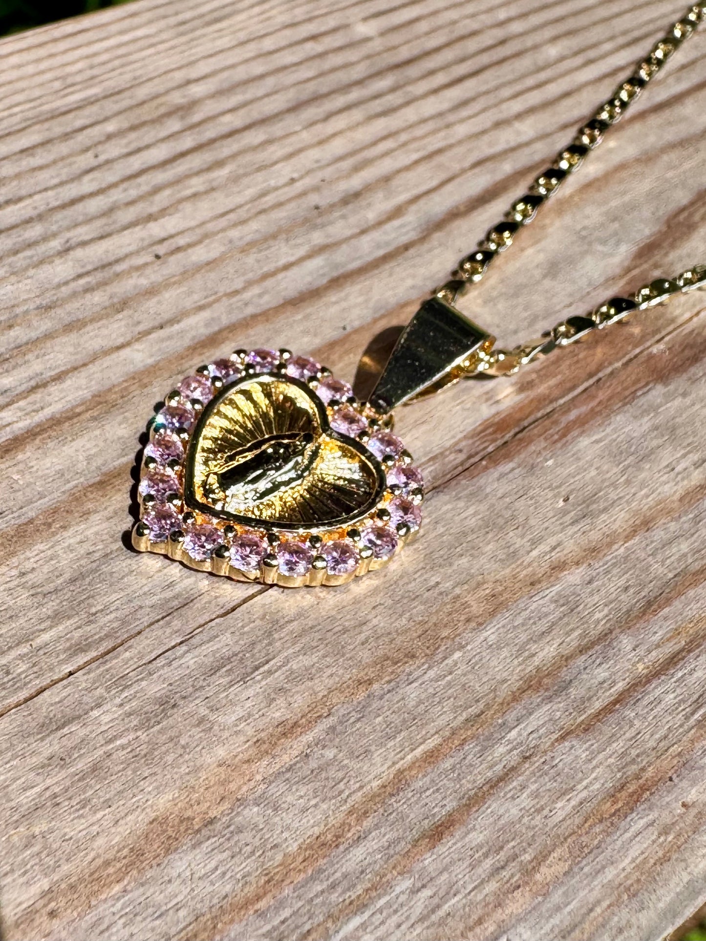 Virgencita Corazón Rosita Necklace