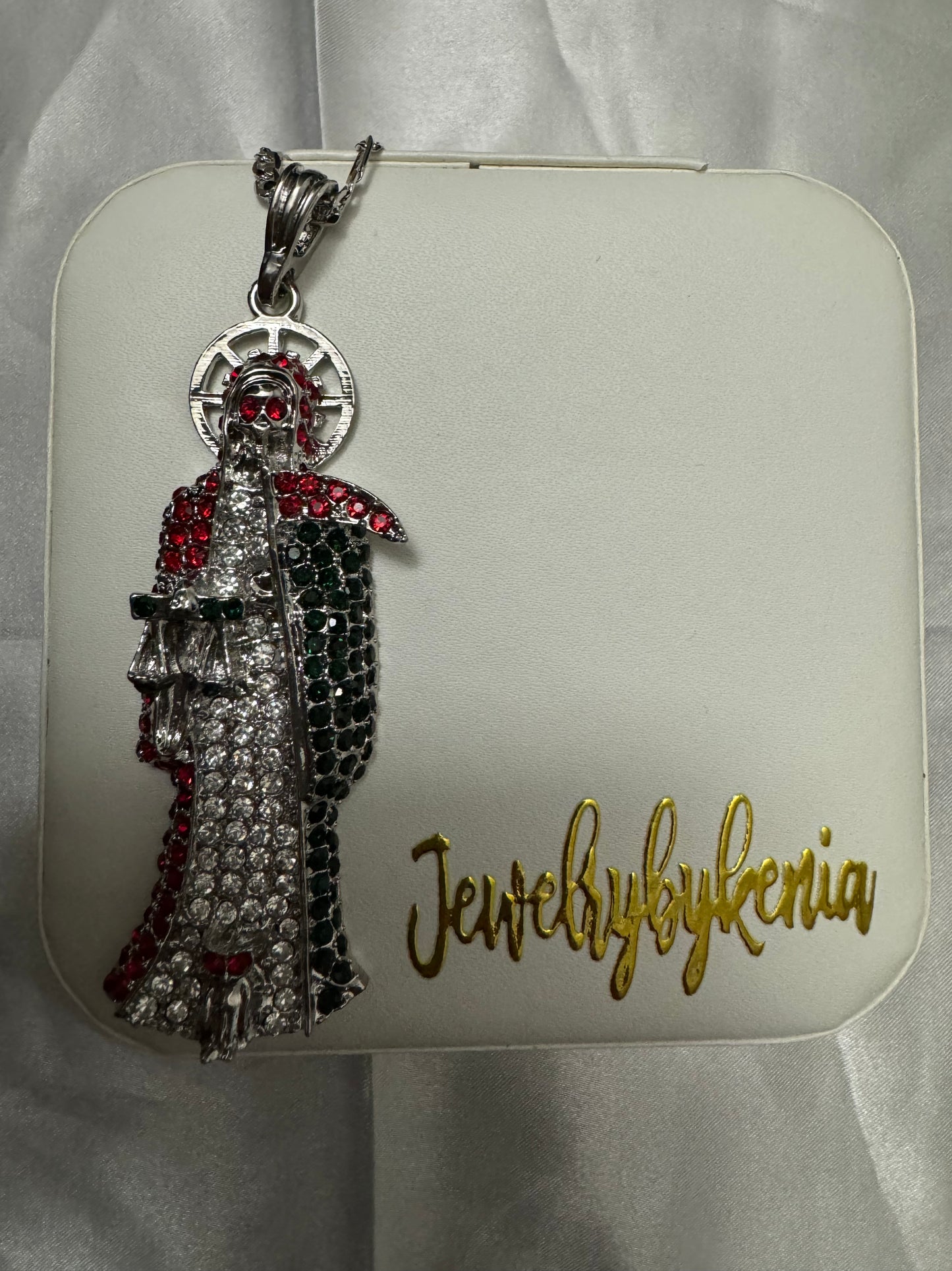 3 Colors Silver XL Santa Muerte Necklace