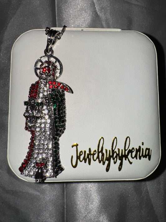 3 Colors Silver XL Santa Muerte Necklace