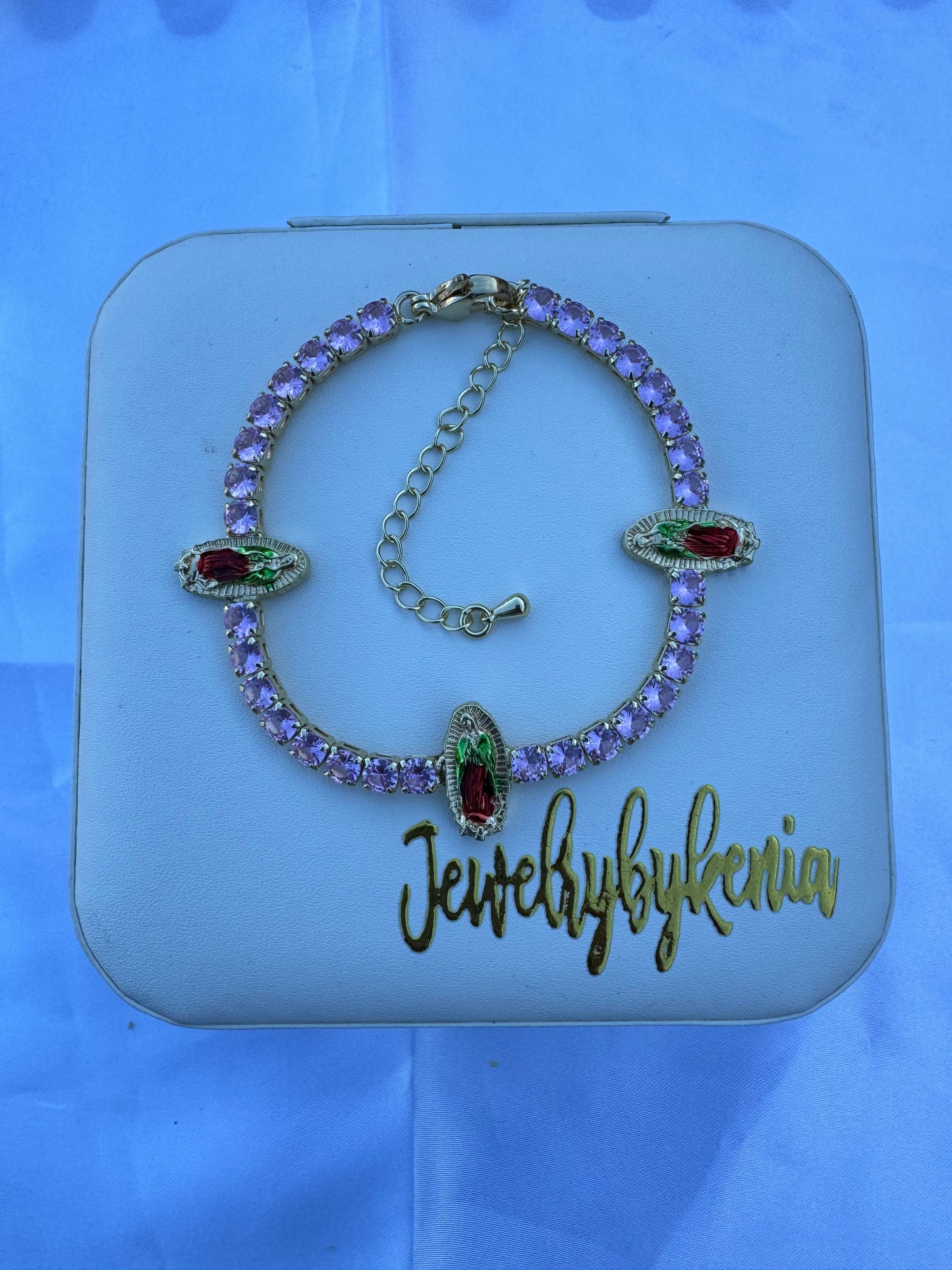 Pink Virgencita Tennis Bracelet