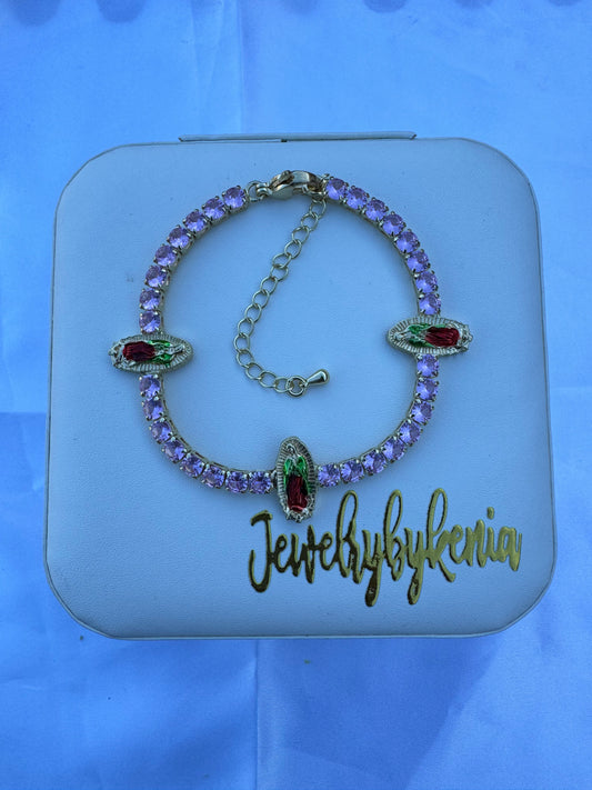Pink Virgencita Tennis Bracelet