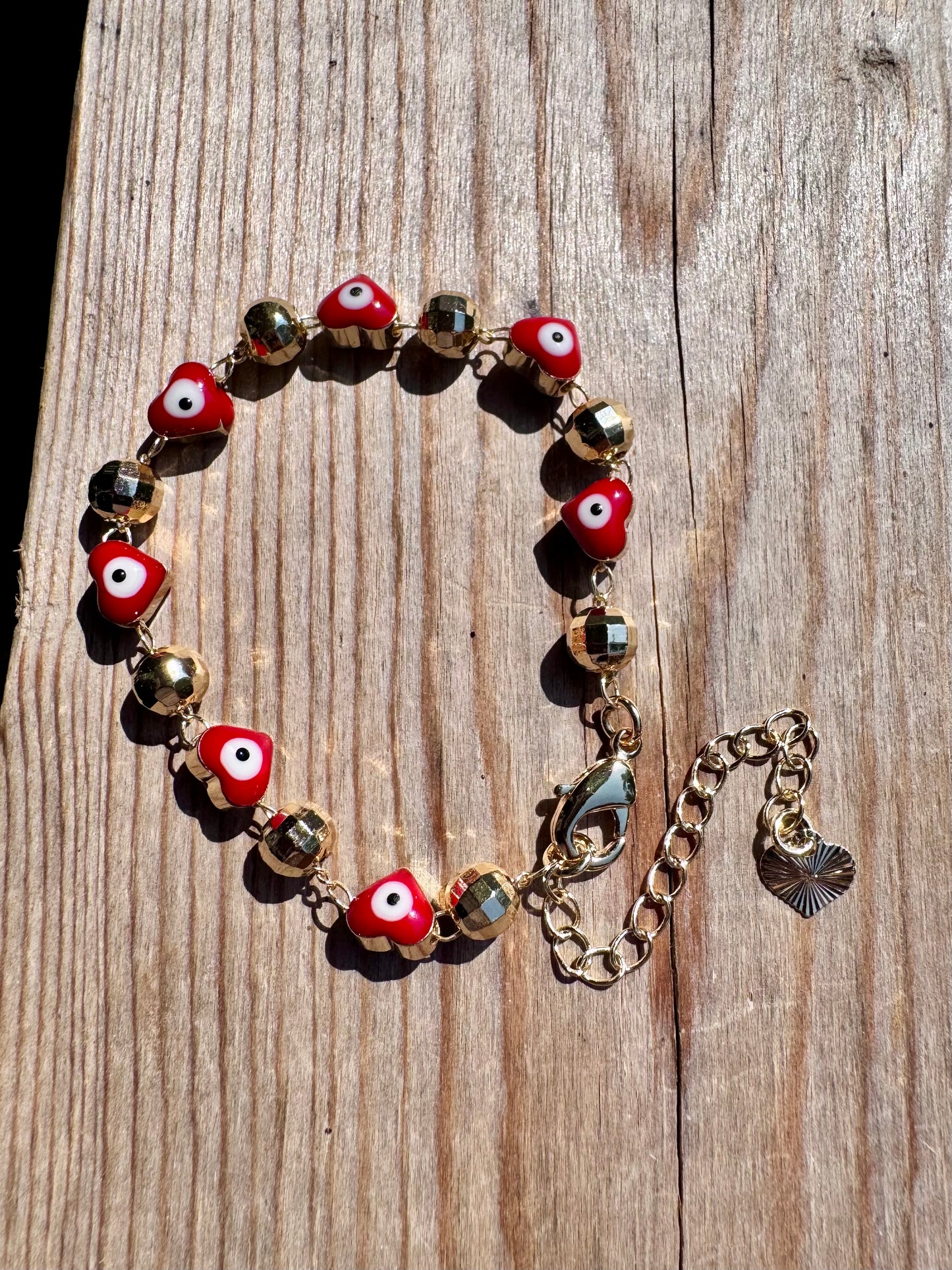Red Heart Evil Eye Baby Bracelet