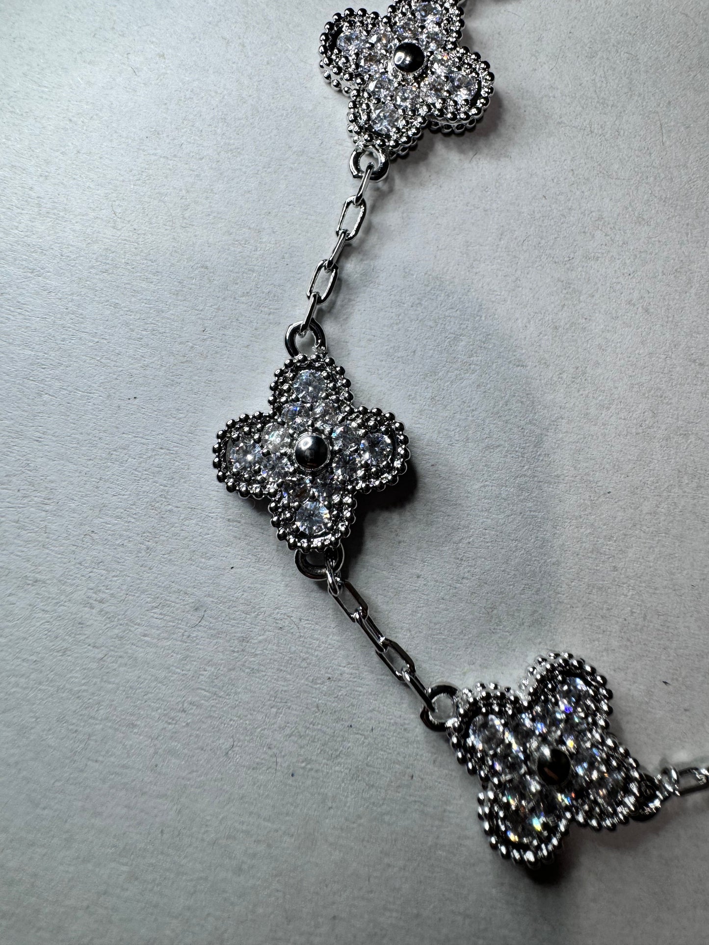Silver Diamond/Silver Clover Bracelet