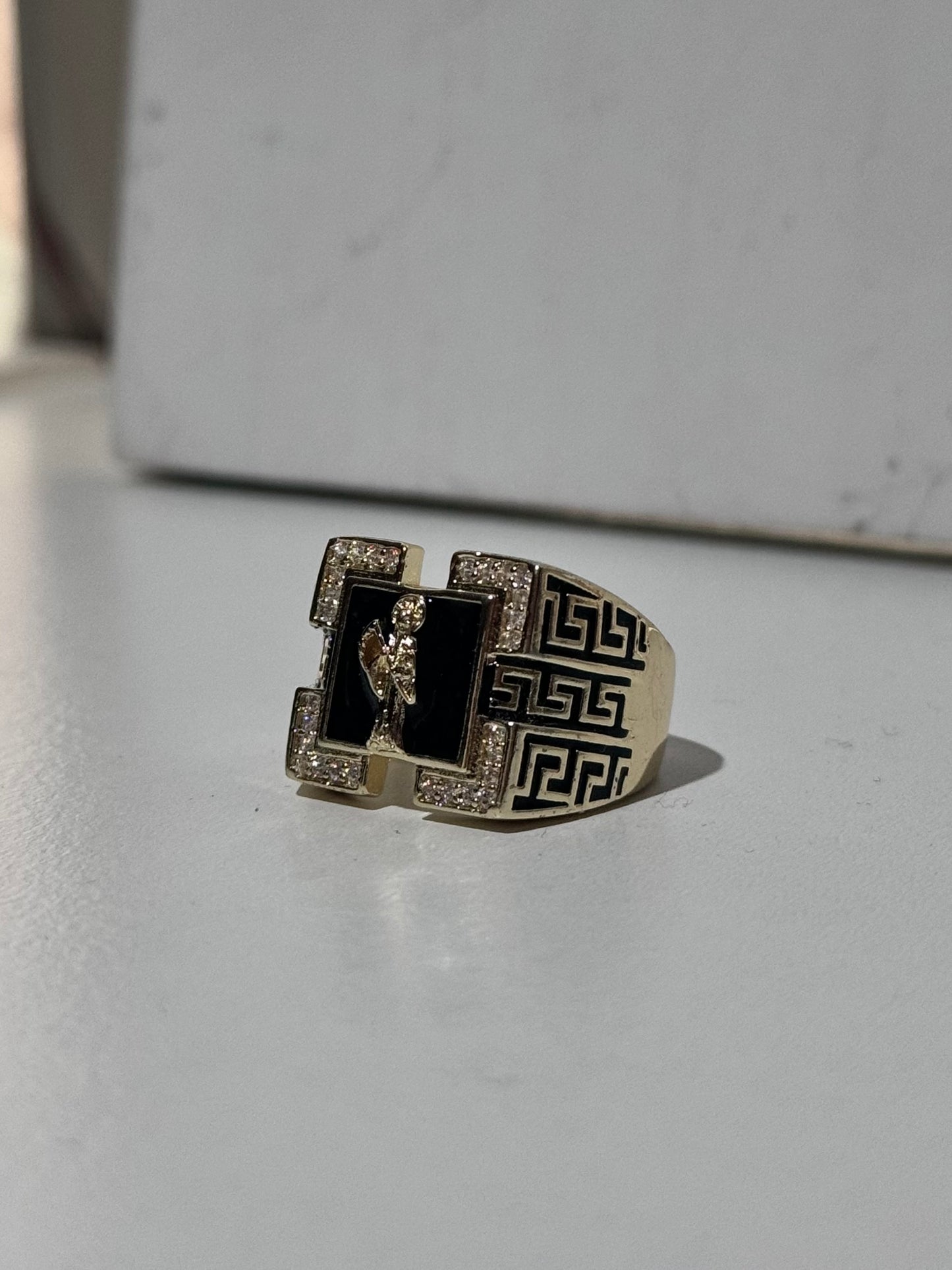 Santa Muerte Greek For him Ring