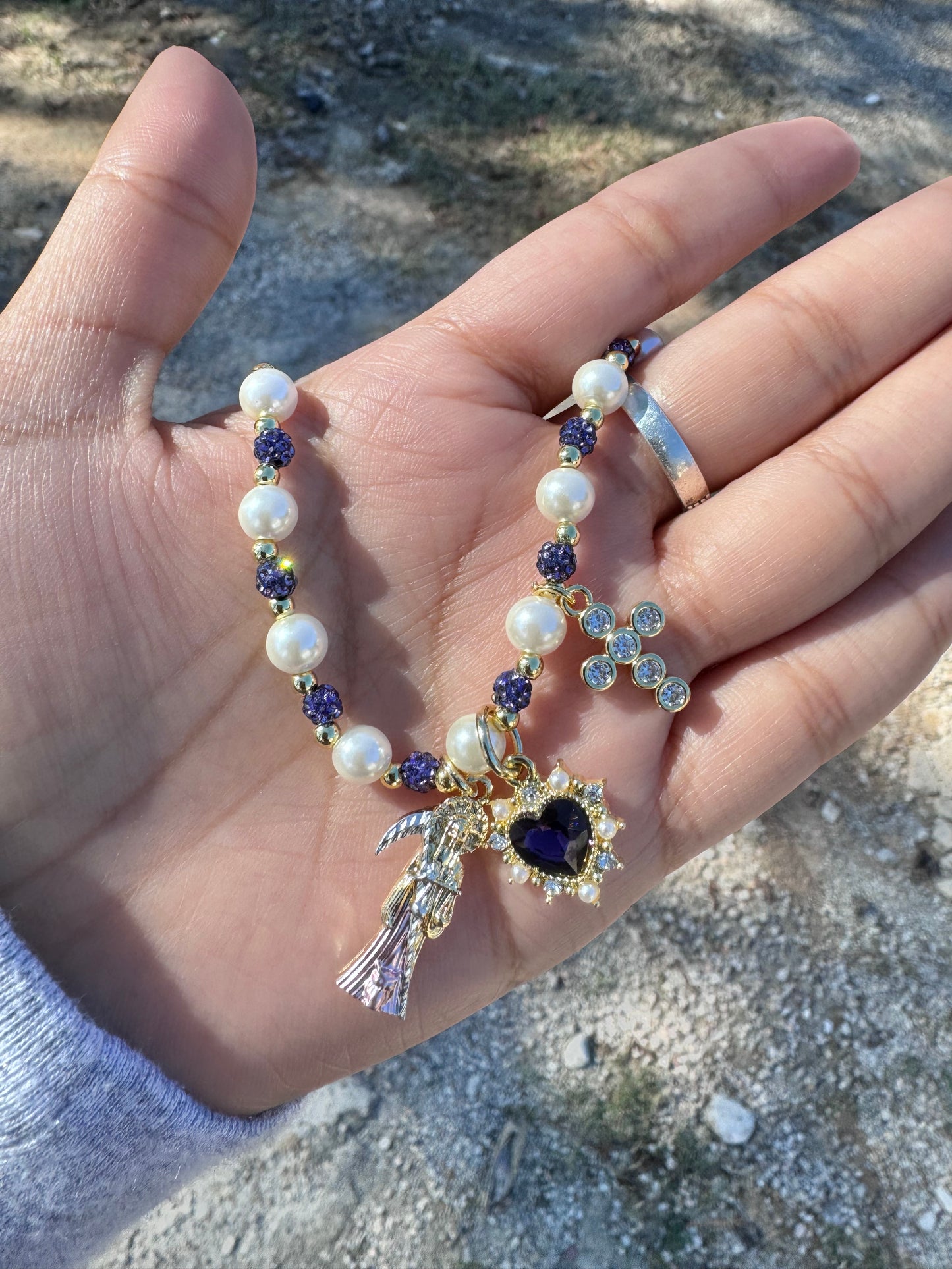 Santa Muerte Pearl Bracelet
