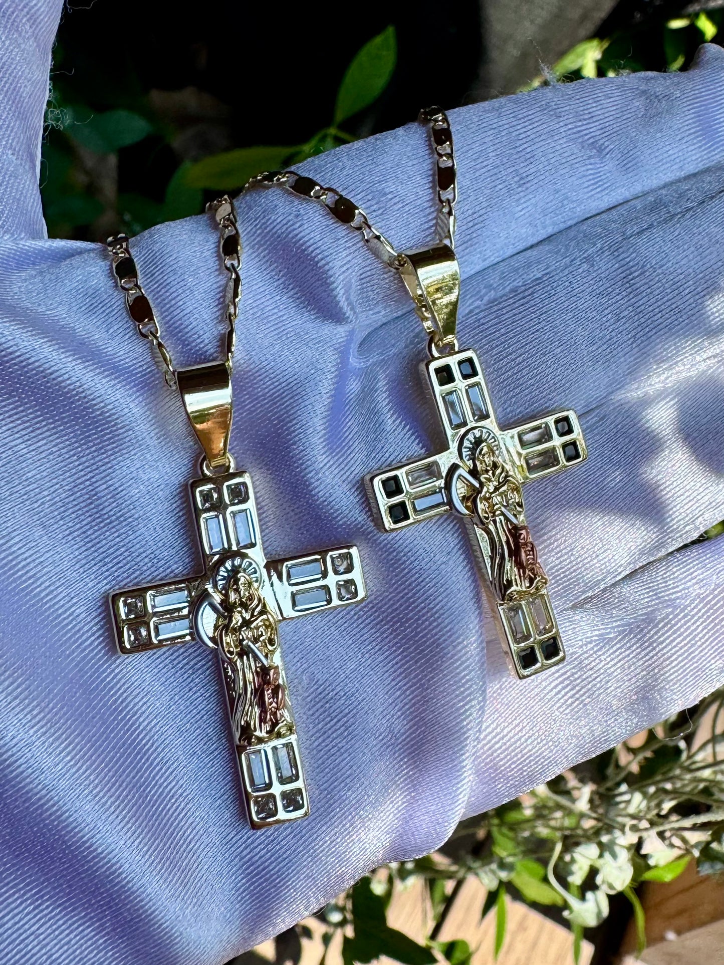 Santa Muerte Cross Necklace