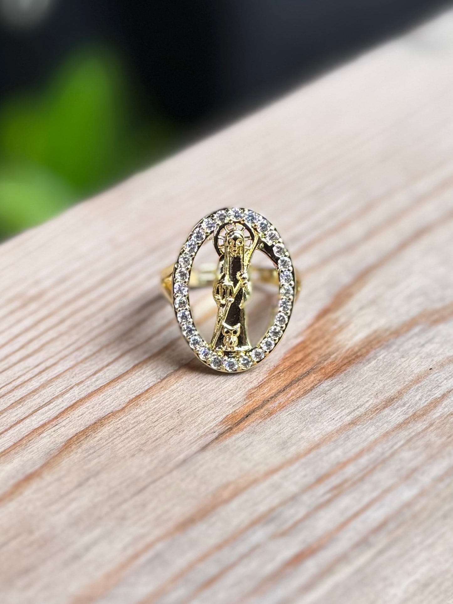 Santa Muerte Round Adjustable Ring