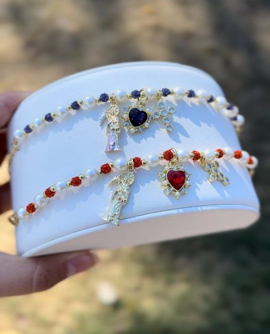 Santa Muerte Pearl Bracelet