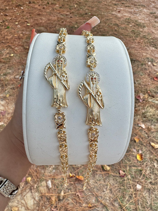Santa Muerte Golden Florecita Bracelet