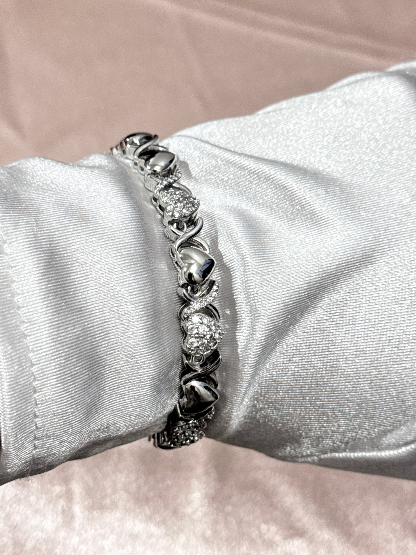 Heart Link Silver Plated Bracelet