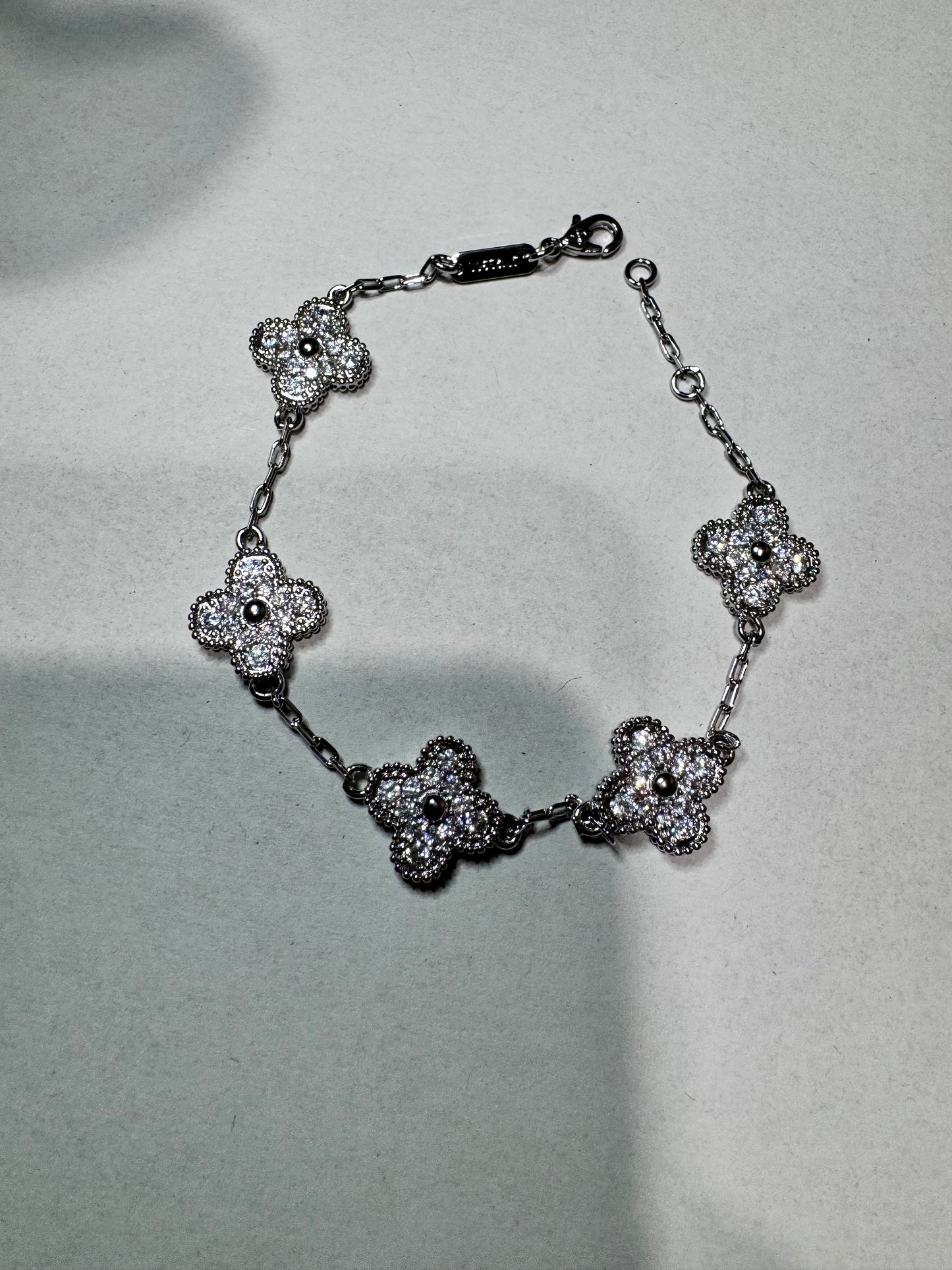 Silver Diamond/Silver Clover Bracelet