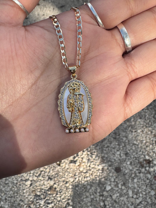 Santa Muerte Bonita Medalla Necklace