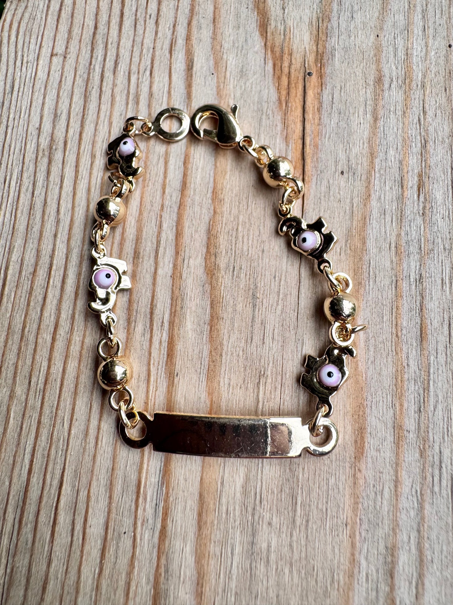 Pink Elephants Evil Eye Baby Bracelet Esclava