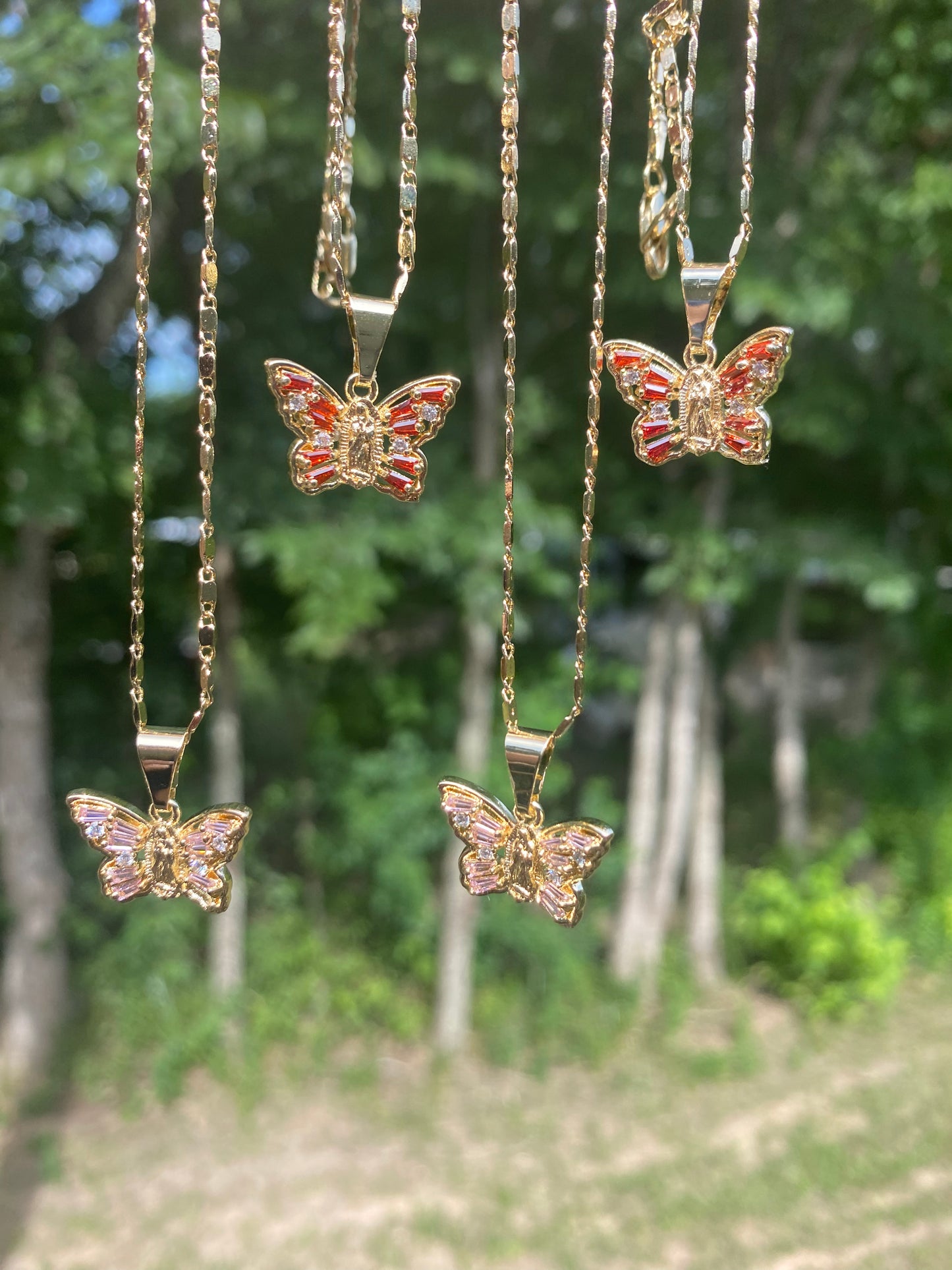 Virgencita Red Mariposa Necklace
