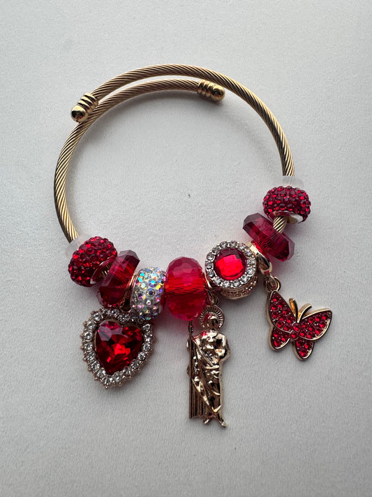 San Judas corazón rojo Pandora Bracelet