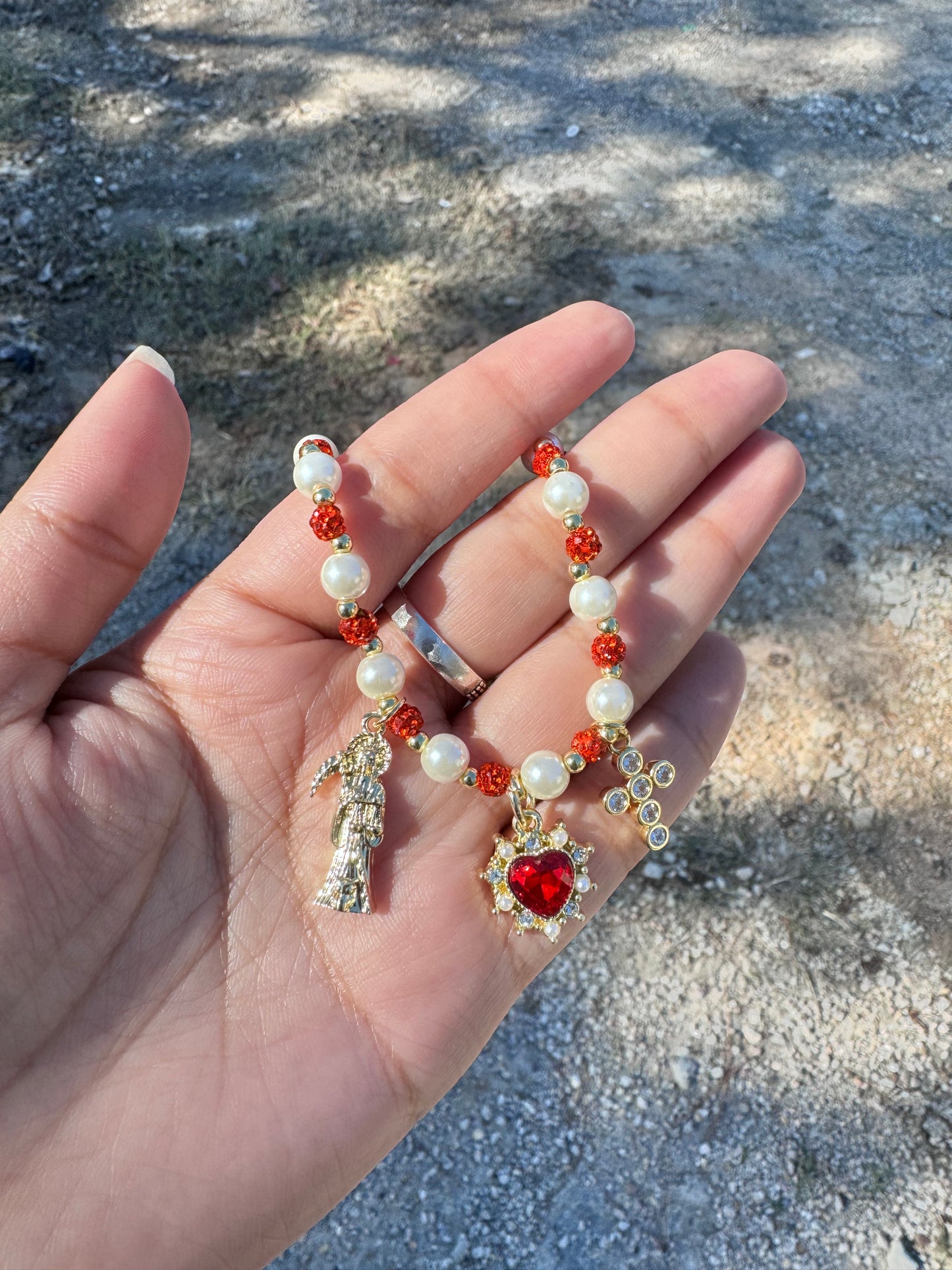 Santa Muerte Pearl Bracelet