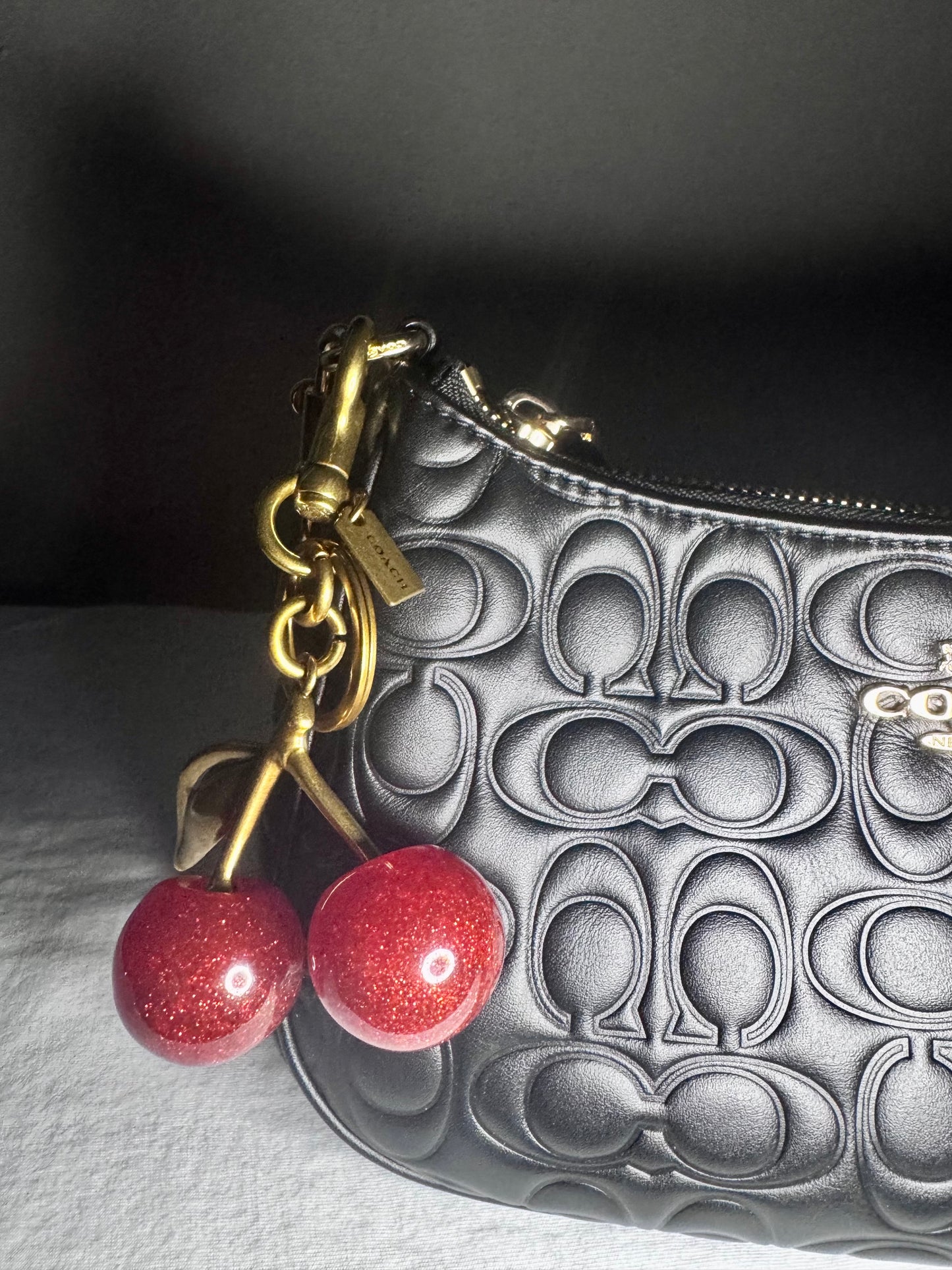 Luxury Red/Gold Cherry Keychain