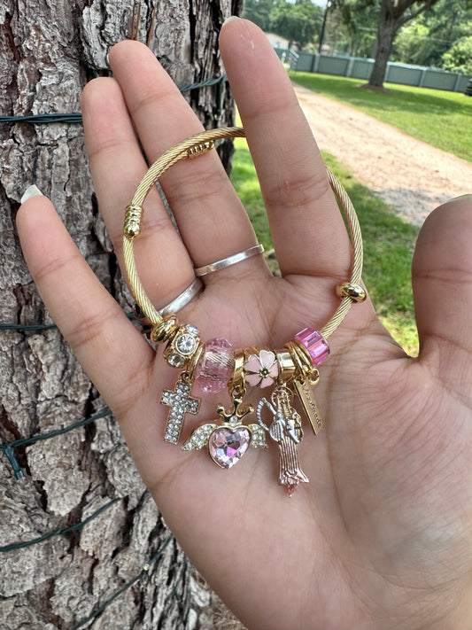 Santa Muerte Pink Corazón Pandora Bracelet