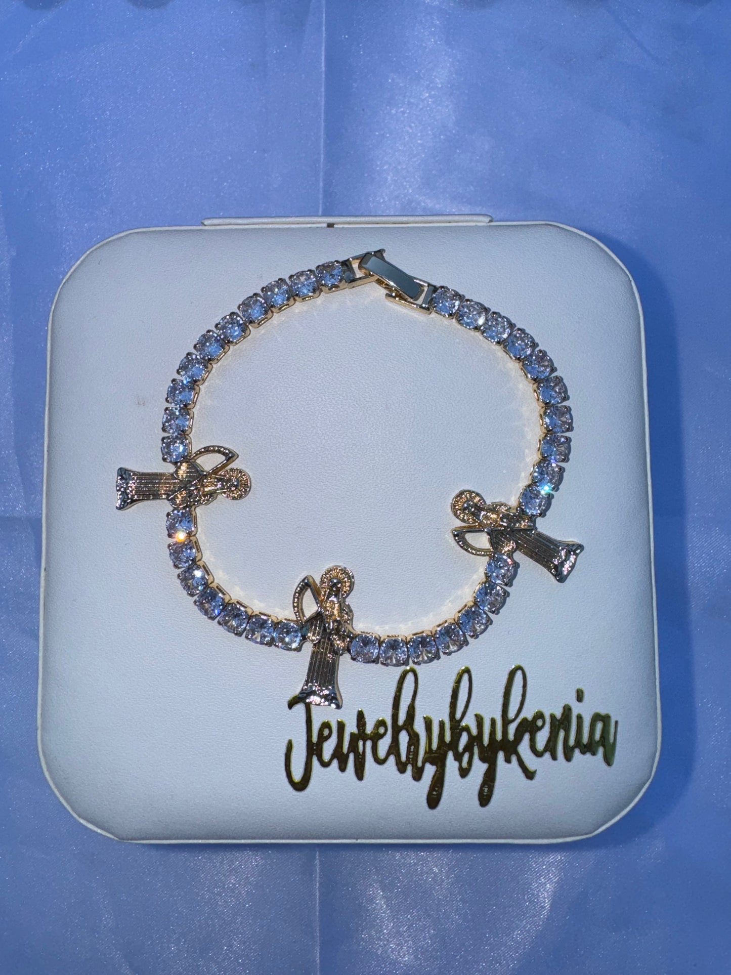 Golden Santa Muerte Tennis Bracelet
