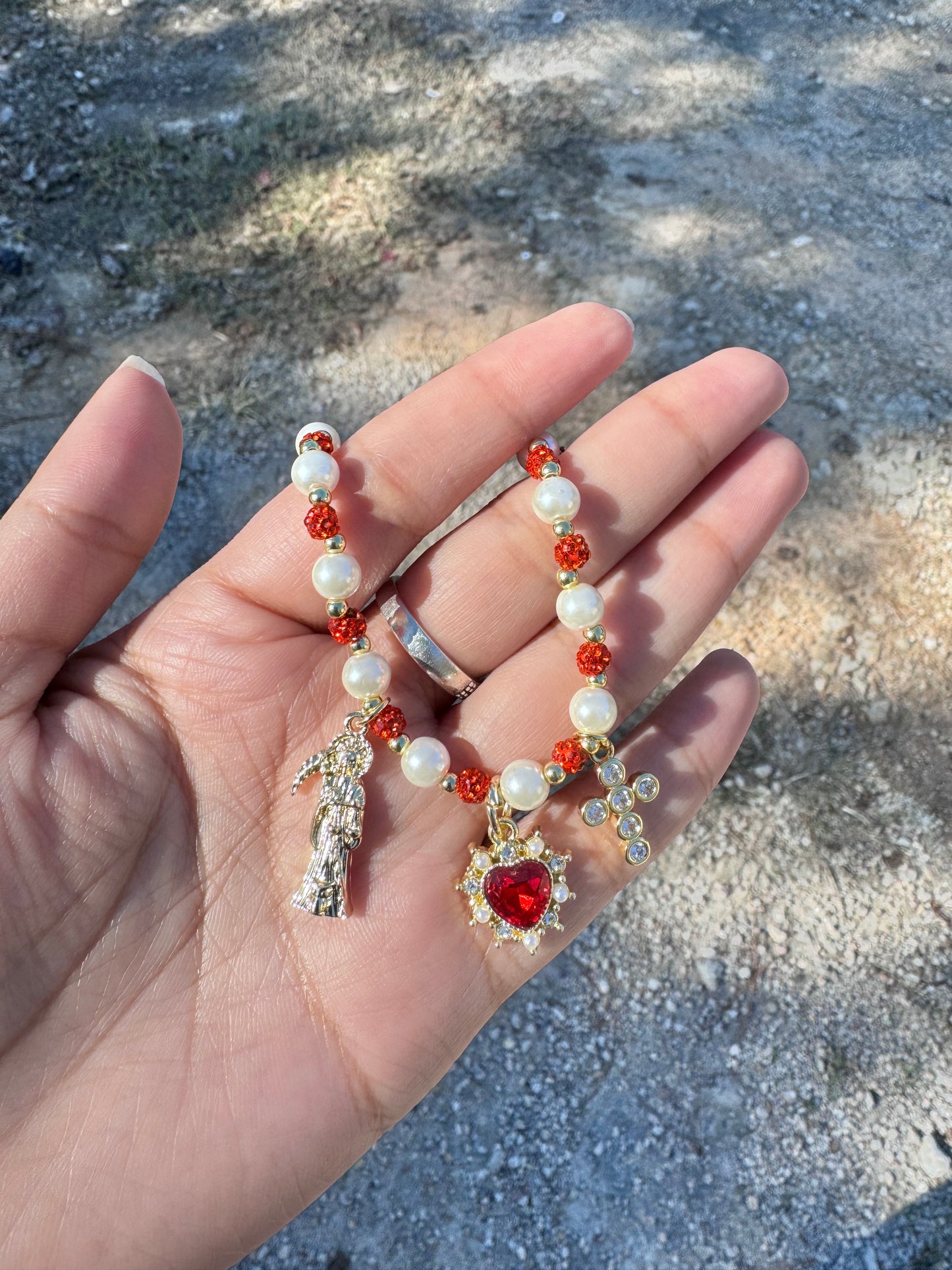 Santa Muerte Pearl Bracelet