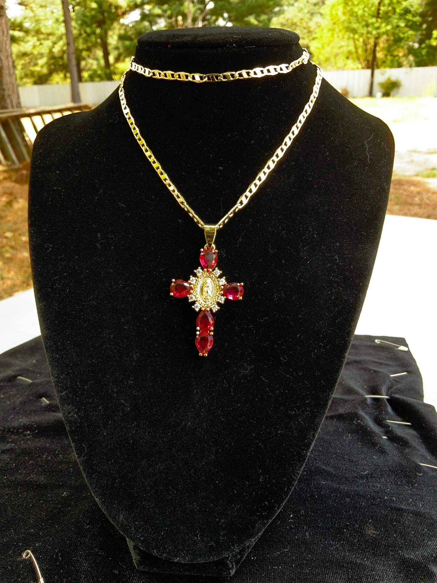 Hot Pink Virgencita Cross